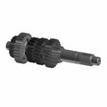 Metal input shaft with multiple black gears and a splined end for 6-speed motorcycle transmission.