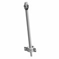 Metal front prop/drive shaft for off-road vehicle, silver with mounting bracket and universal joint ends.