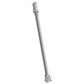 Silver metal rear prop/drive shaft with universal joints on both ends for offroad vehicle use.