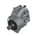 Gray metal front gearcase for Polaris vehicles with cylindrical input shaft and detailed casting features.
