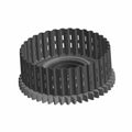 A 3D-rendered image of a circular, dark gray Clutch Basket/Gear [Includes 3,4] by Polaris, featuring a ribbed outer wall, vertical slots, base teeth, and a threaded center—ideal for OEM Victory Polaris or other Victory motorcycle parts.