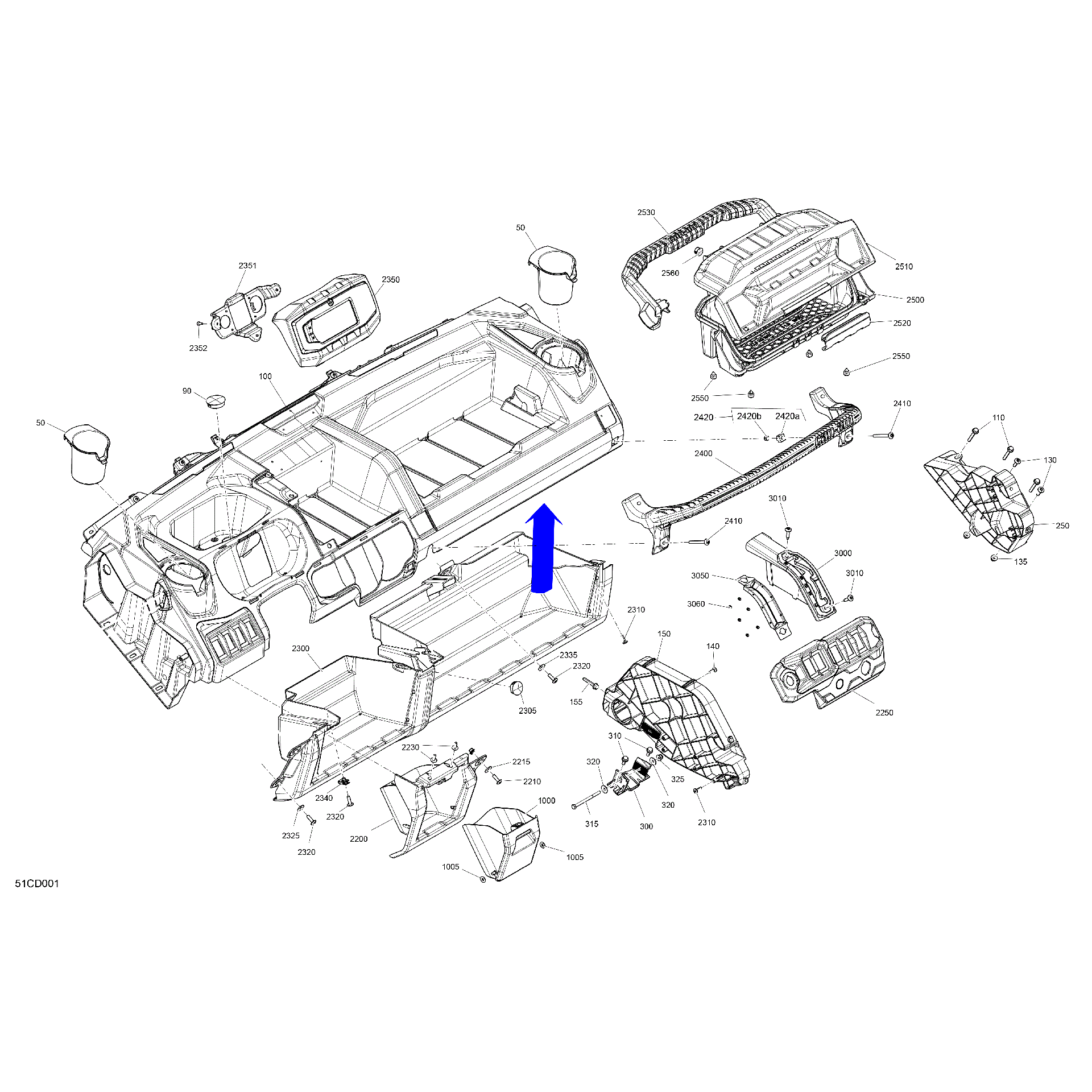 An Image of a Genuine Can-Am Parts Schematic Diagram showing the schematic - CAB INTERIOR - DASHBOARD