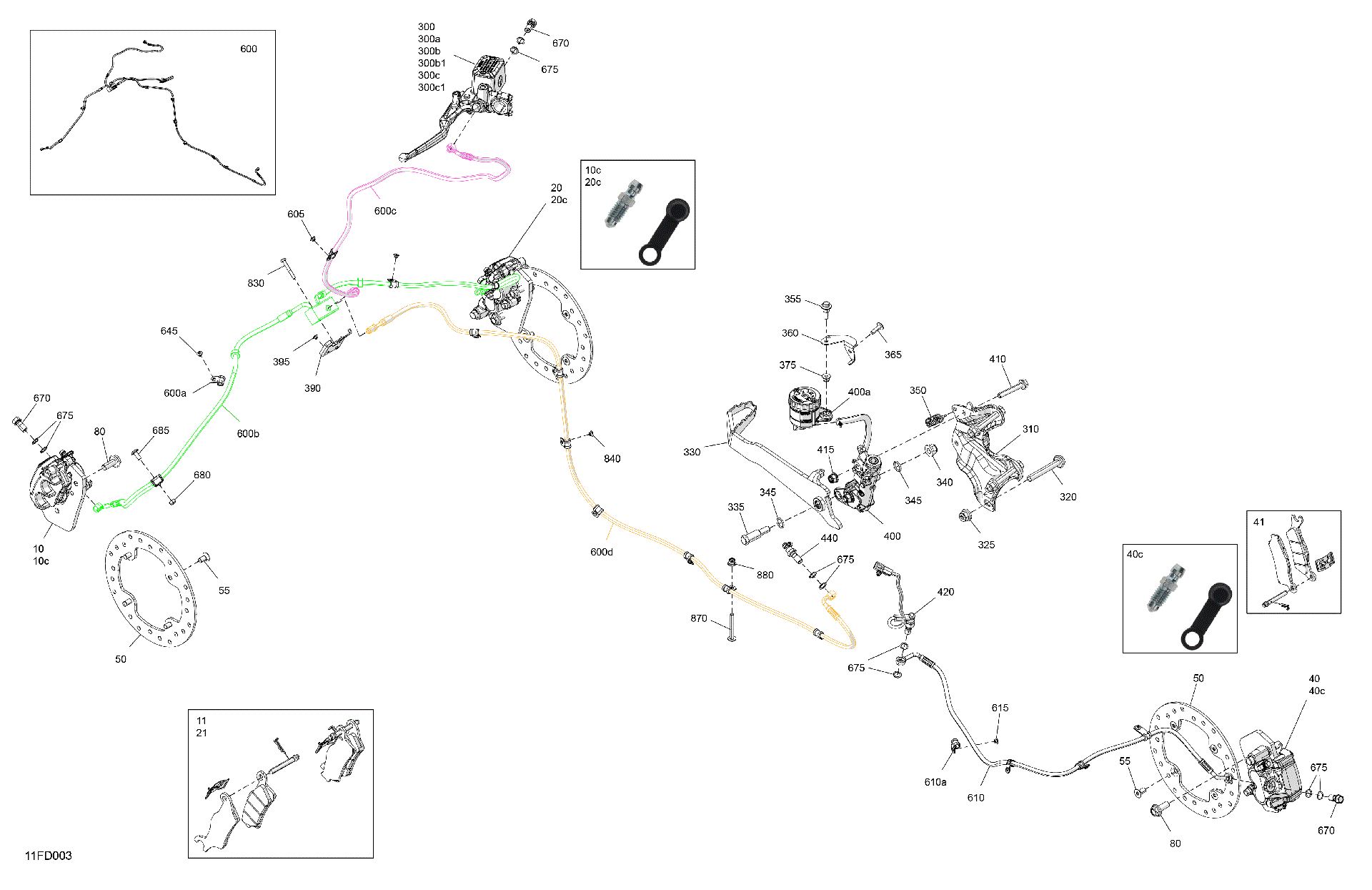 An Image of a Genuine Can-Am Parts Schematic Diagram showing the schematic - MECHANIC - BRAKE SYSTEM