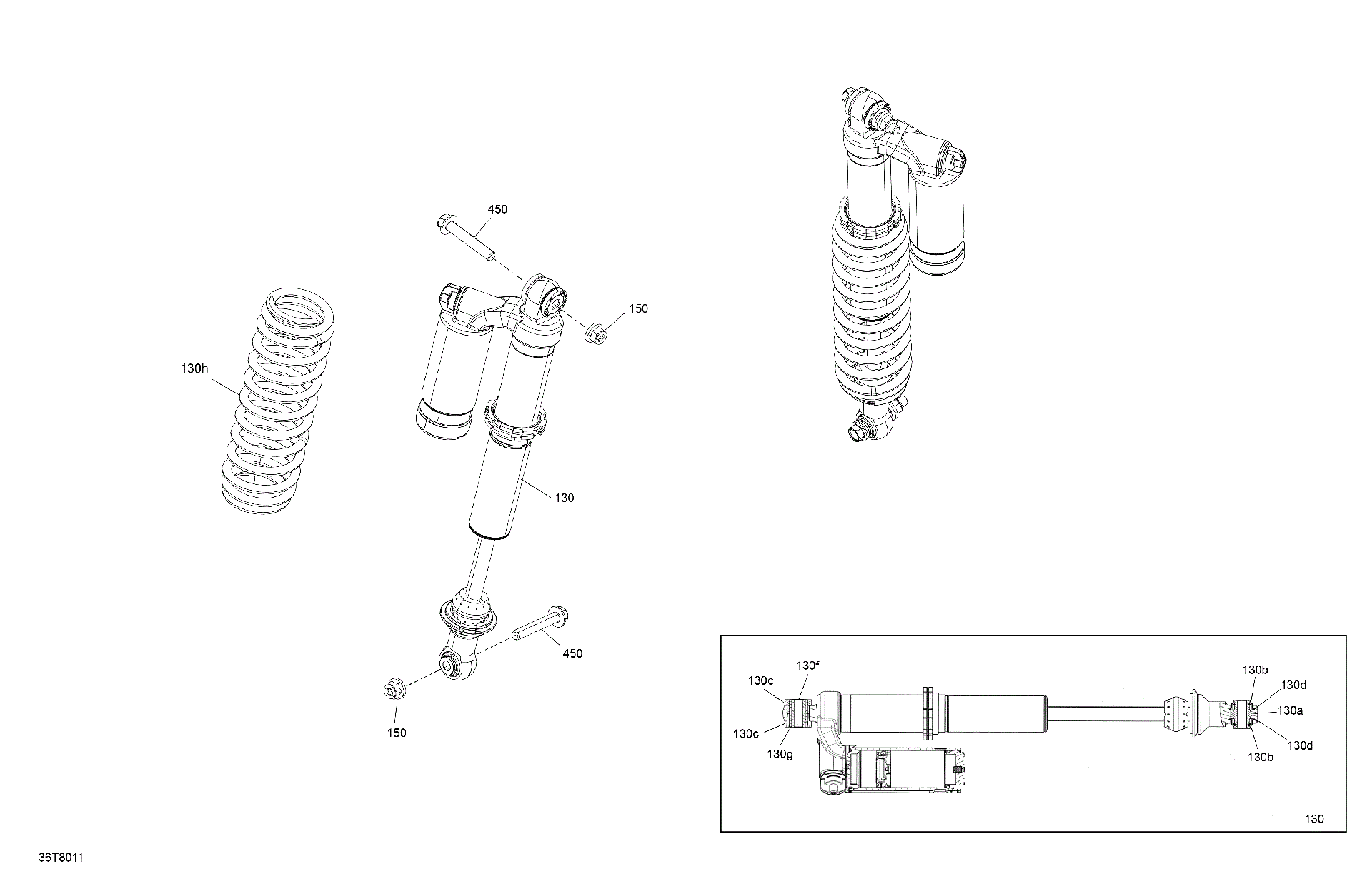 An Image of a Genuine Can-Am Parts Schematic Diagram showing the schematic - SUSPENSION - REAR SHOCKS