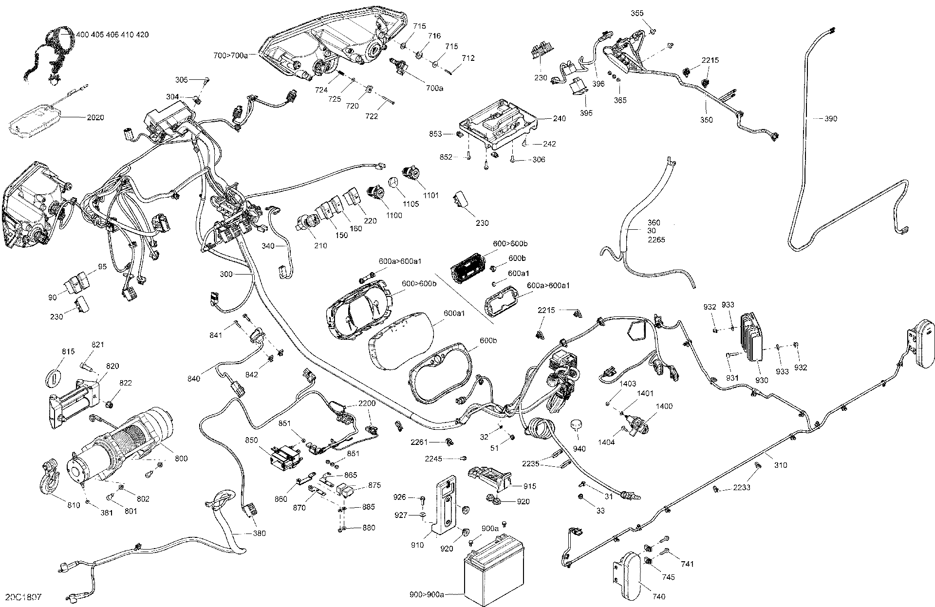 An Image of a Genuine Can-Am Parts Schematic Diagram showing the schematic - ELECTRICAL SYSTEM DEFENDER NON MAX