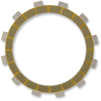 The Clutch Friction Plate by Barnett features a circular, heavy-duty, segmented and textured surface with evenly spaced rectangular tabs around the edge and an open center for easy integration with compatible steel drive plates.