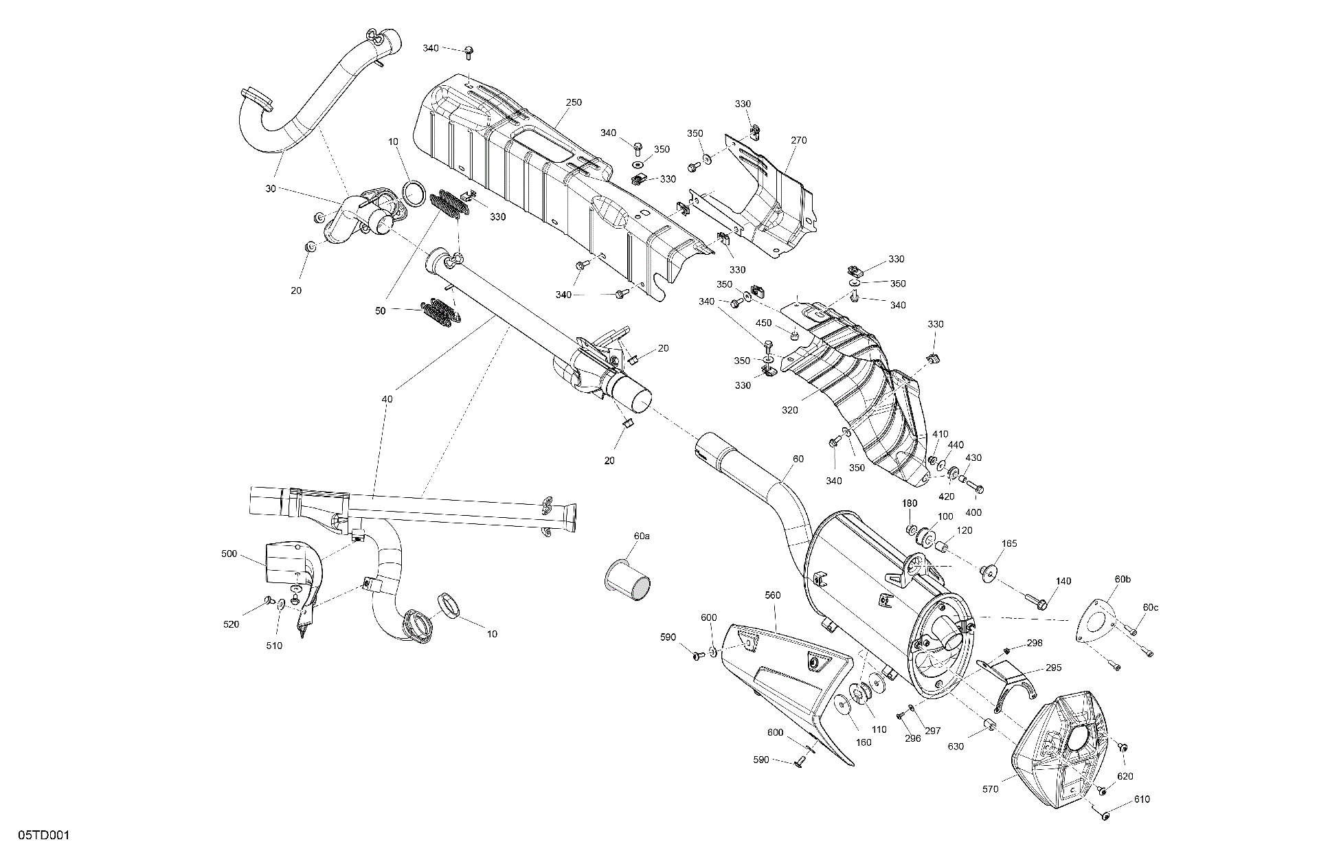 An Image of a Genuine Can-Am Parts Schematic Diagram showing the schematic - ENGINE - EXHAUST