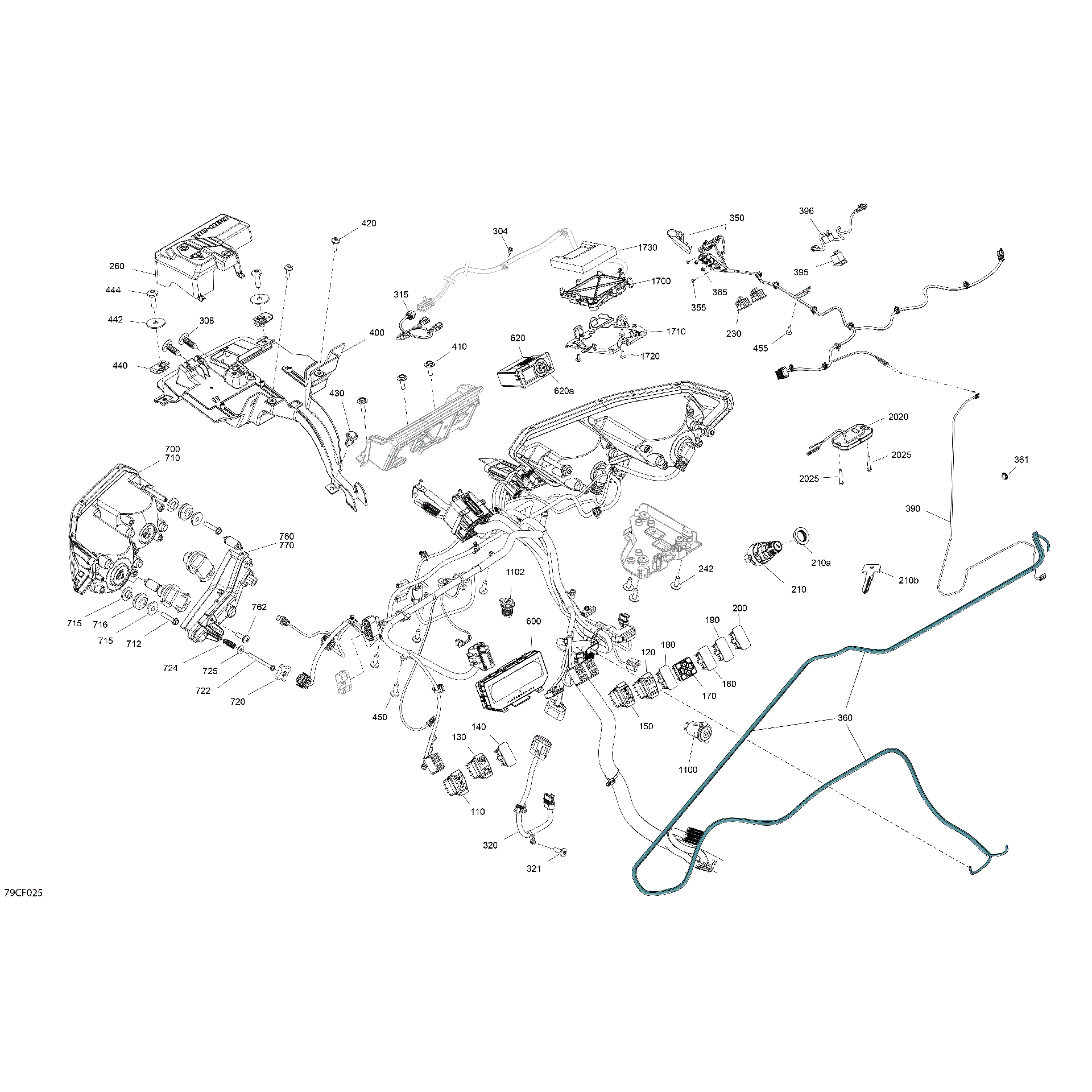 An Image of a Genuine Can-Am Parts Schematic Diagram showing the schematic - ELECTRIC - FRONT SECTION