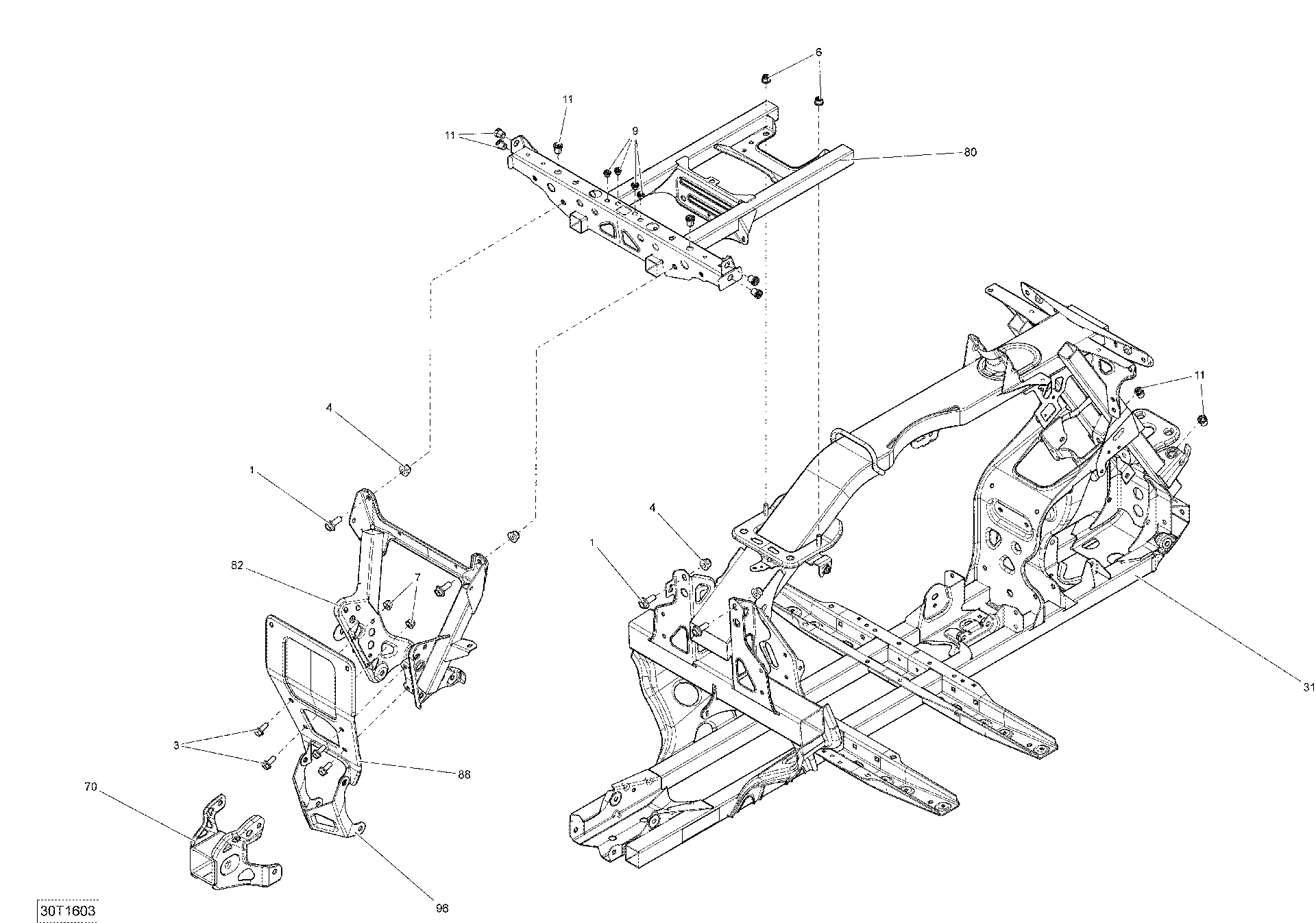 An Image of a Genuine Can-Am Parts Schematic Diagram showing the schematic - FRAME