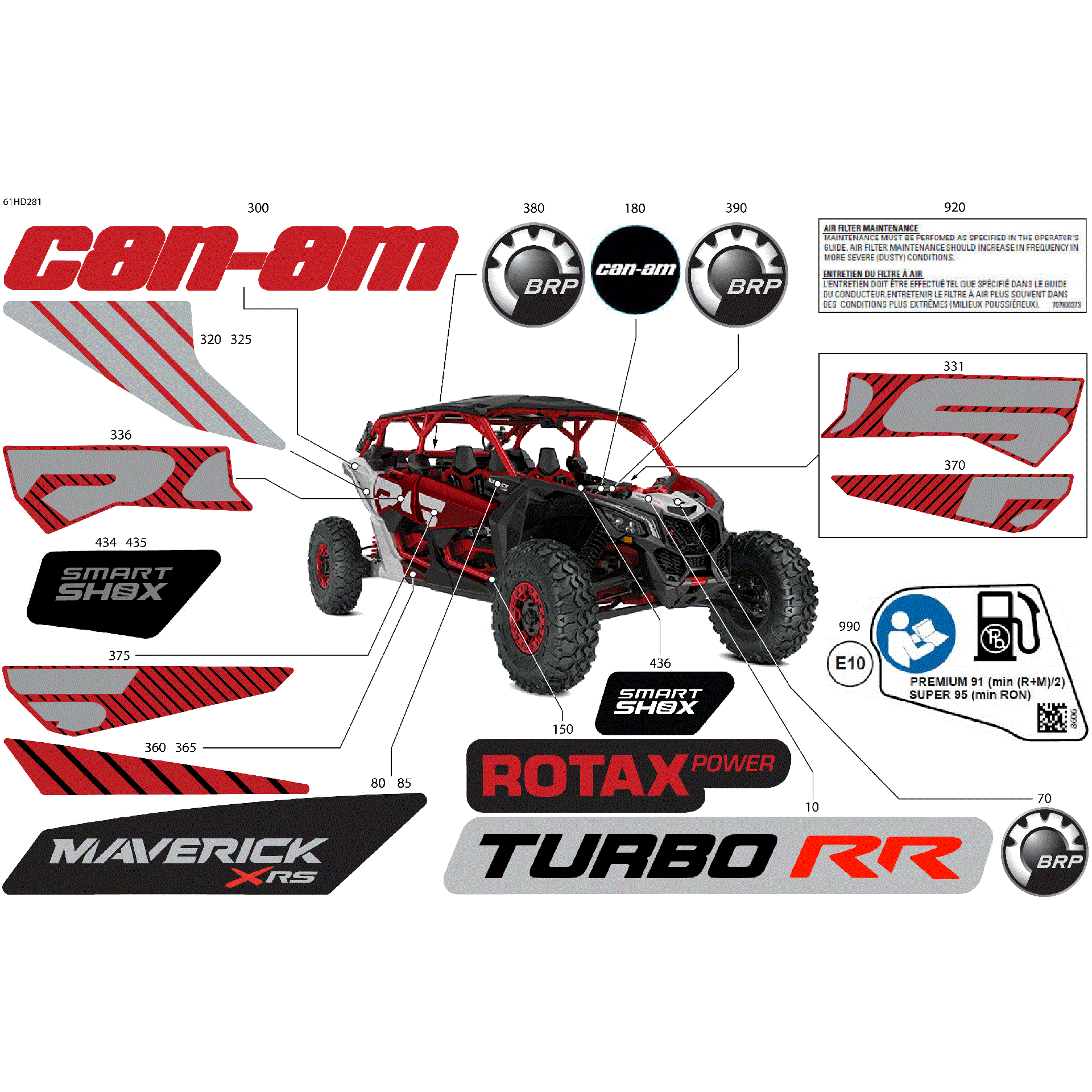 An Image of a Genuine Can-Am Parts Schematic Diagram showing the schematic - BODY - DECALS