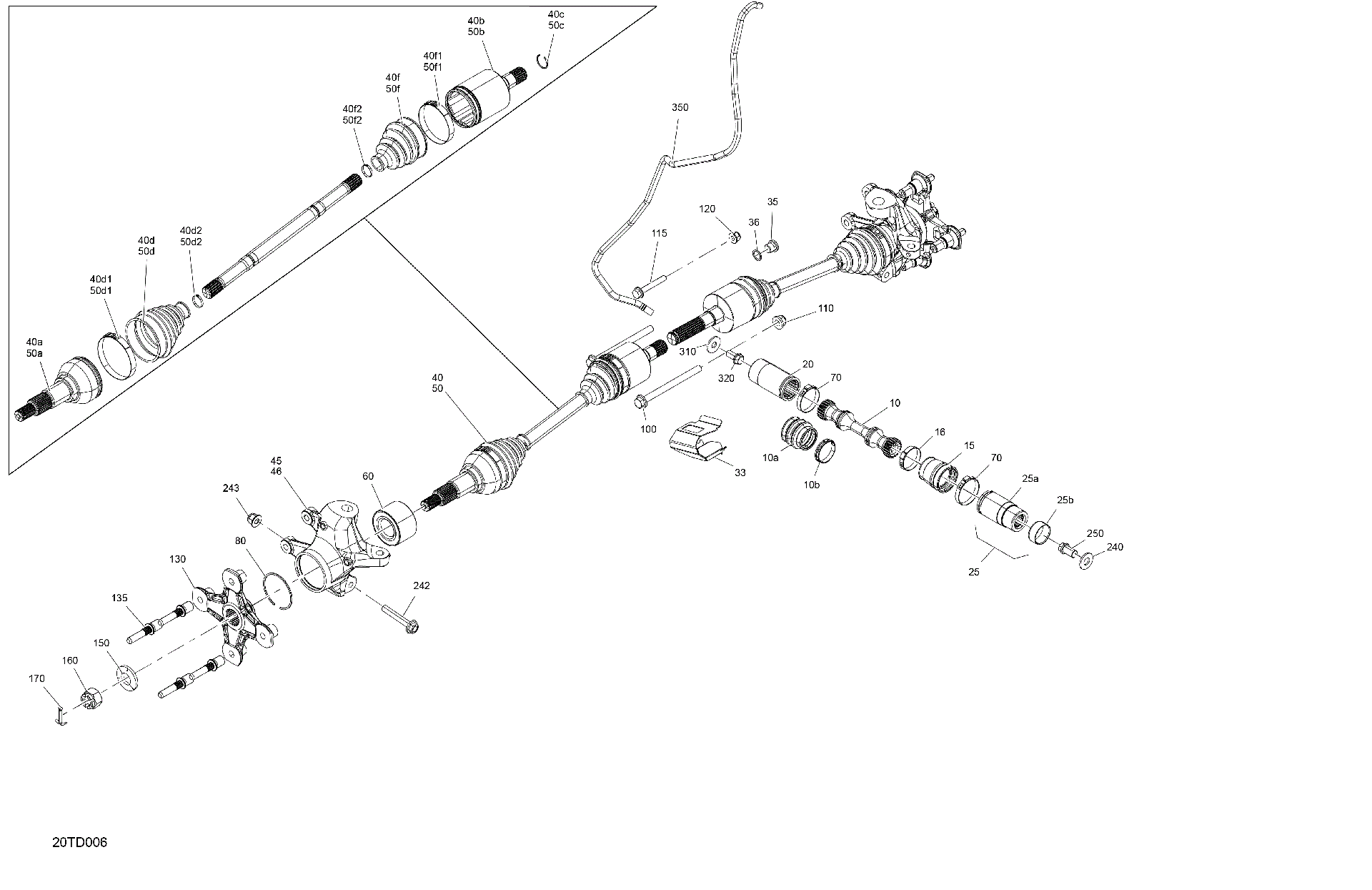 An Image of a Genuine Can-Am Parts Schematic Diagram showing the schematic - DRIVE - FRONT - COMMON PARTS