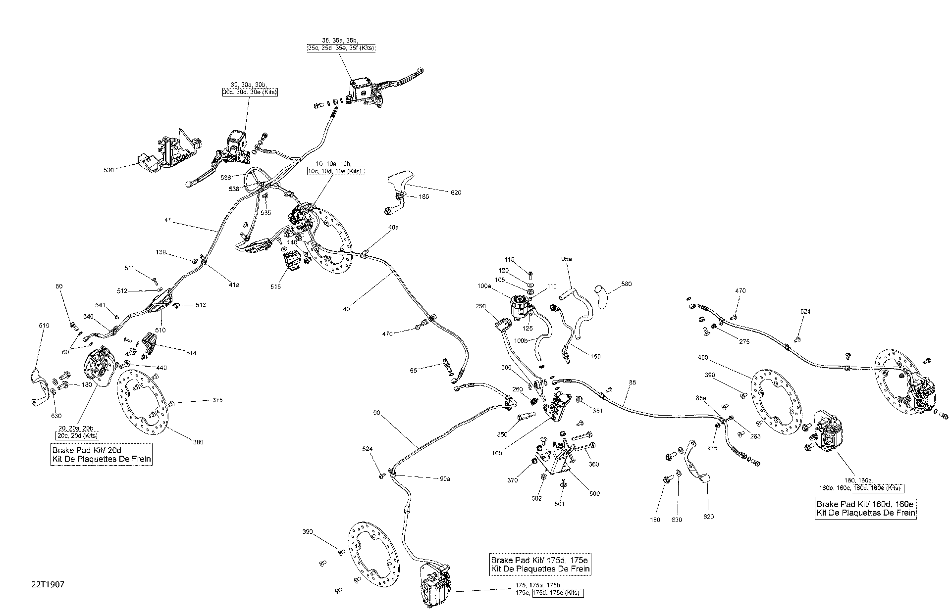 An Image of a Genuine Can-Am Parts Schematic Diagram showing the schematic - BRAKES - 1000R EFI