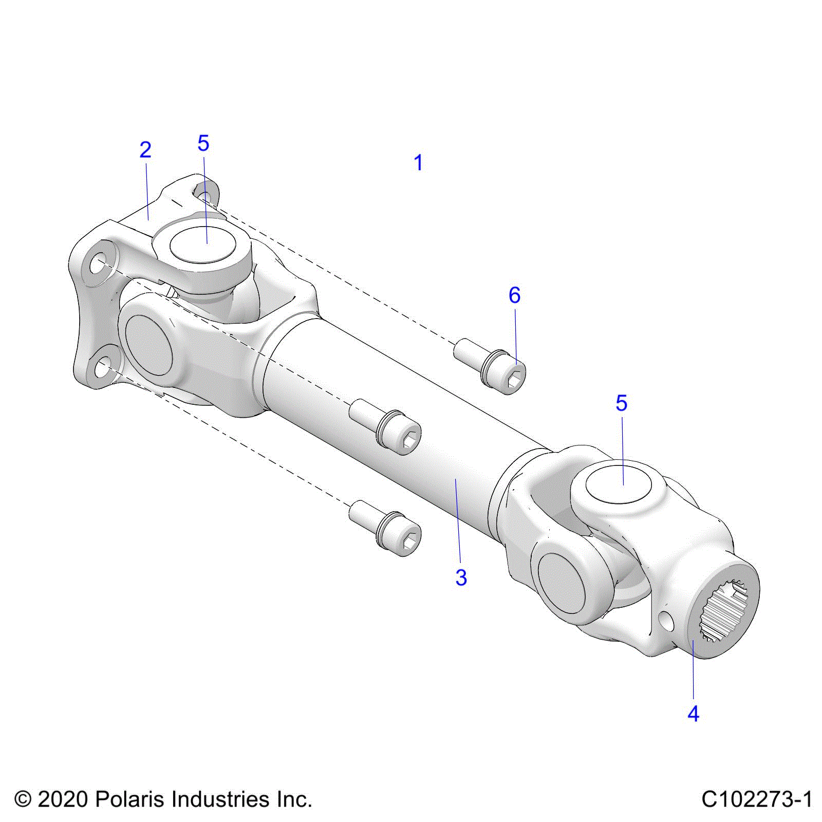 An Image of a Genuine Polaris Parts Schematic Diagram showing the schematic - DRIVE TRAIN: PROP SHAFT REAR - 2025 POLARIS SPORTSMAN 850 48"