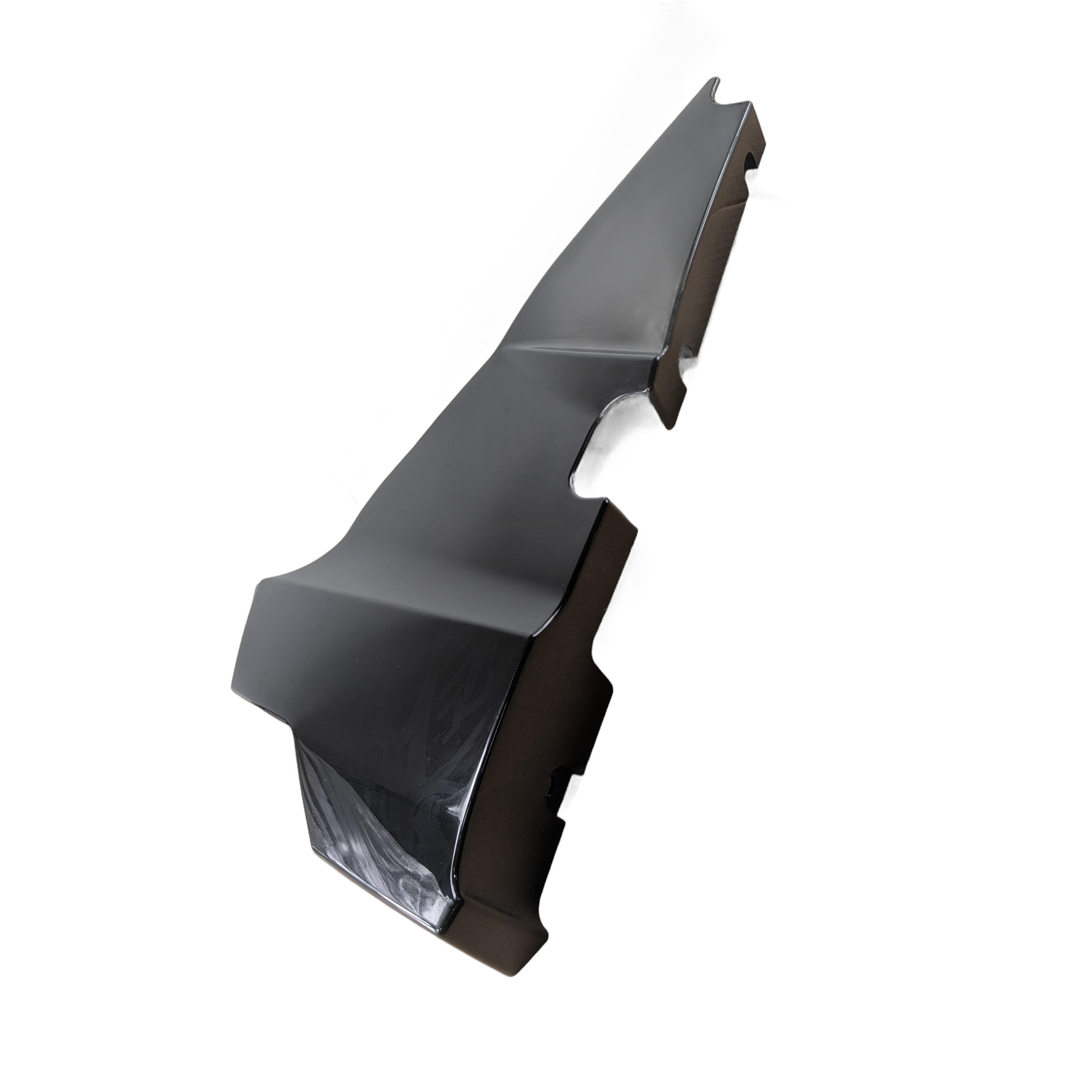 Black molded plastic right side guard cover with contoured design for Kawasaki Teryx vehicles.
