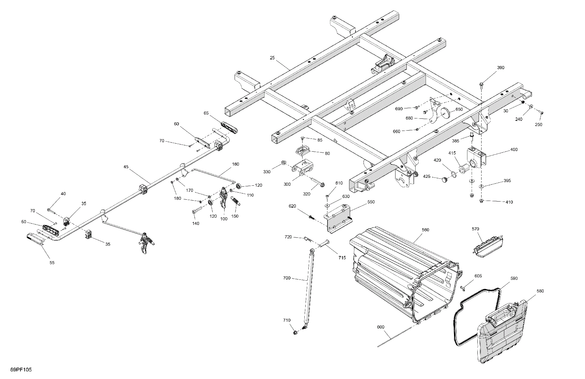 An Image of a Genuine Can-Am Parts Schematic Diagram showing the schematic - BODY - CARGO FRAME