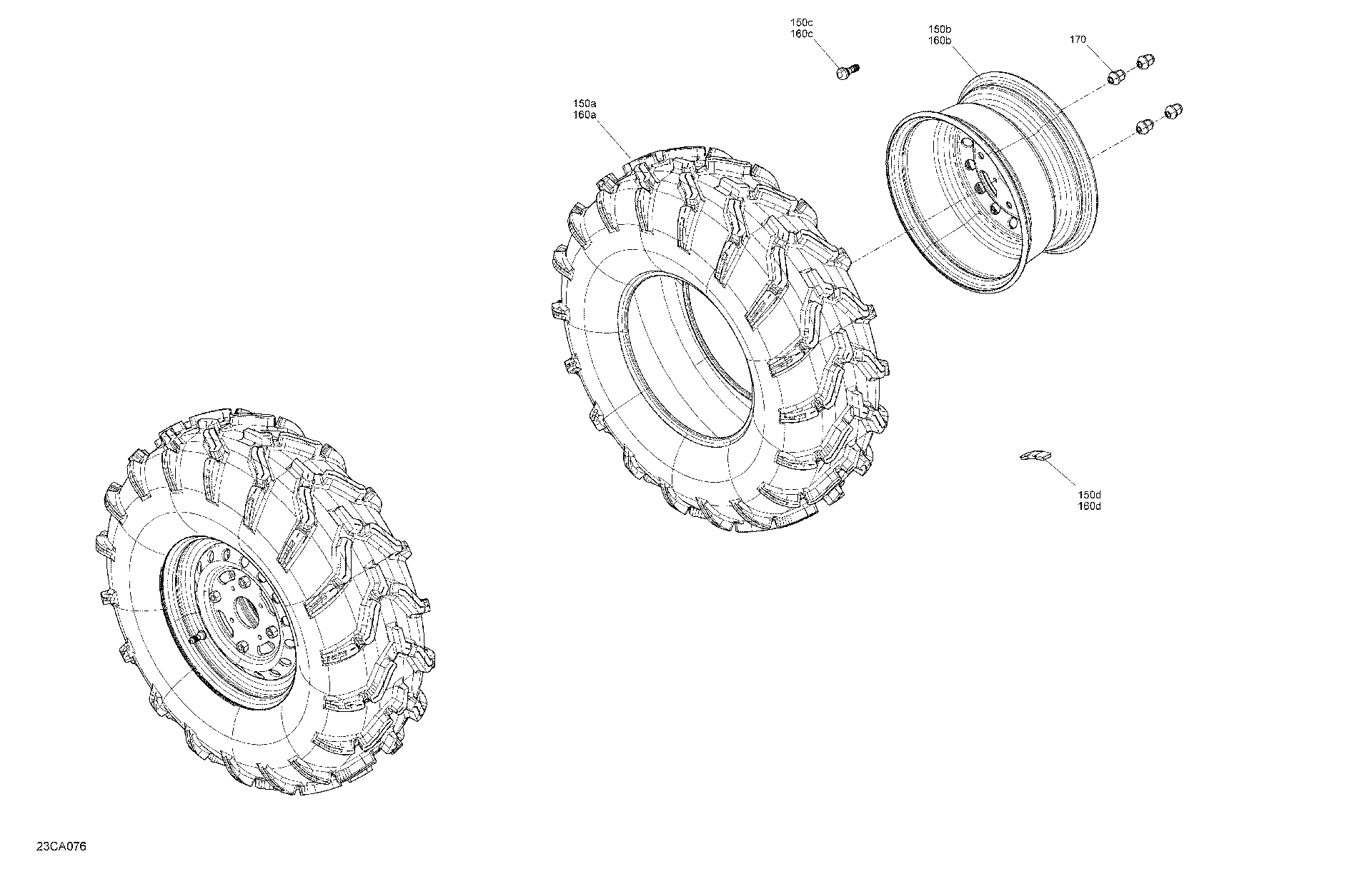 An Image of a Genuine Can-Am Parts Schematic Diagram showing the schematic - DRIVE - REAR WHEELS - BASE