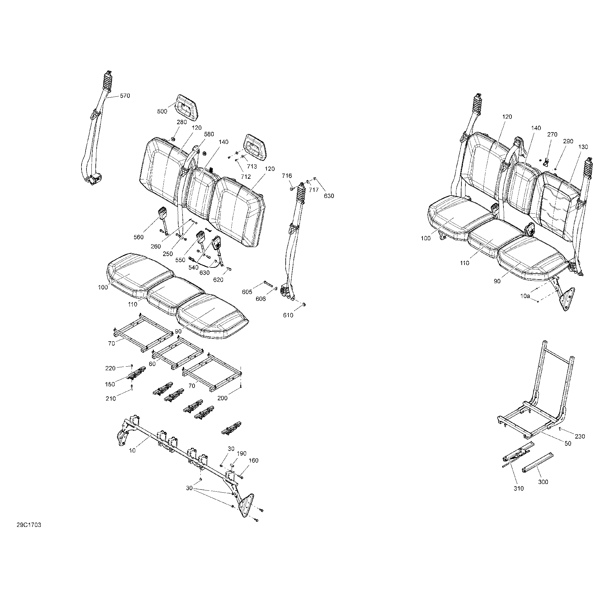 An Image of a Genuine Can-Am Parts Schematic Diagram showing the schematic - SEAT