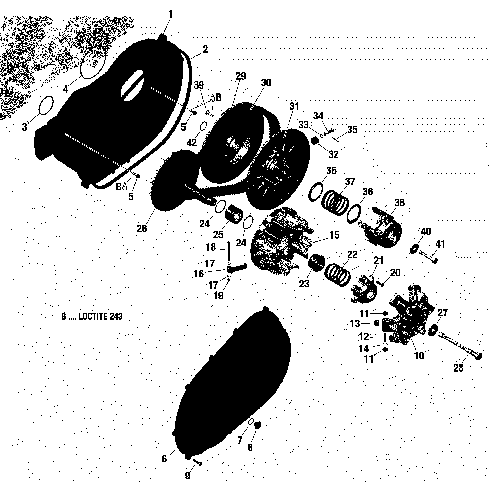 An Image of a Genuine Can-Am Parts Schematic Diagram showing the schematic - TRANSMISSION