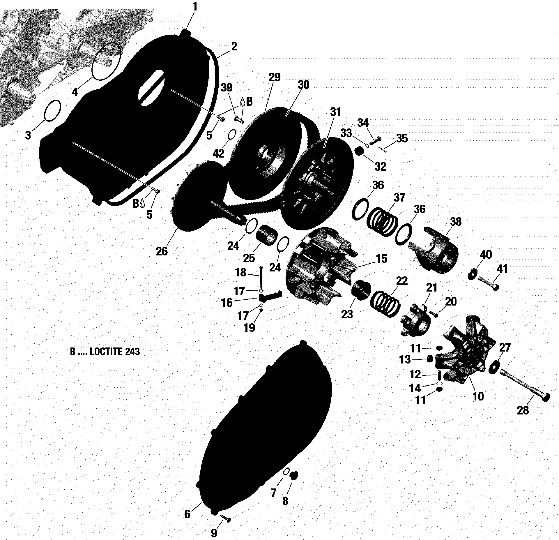 An Image of a Genuine Can-Am Parts Schematic Diagram showing the schematic - TRANSMISSION