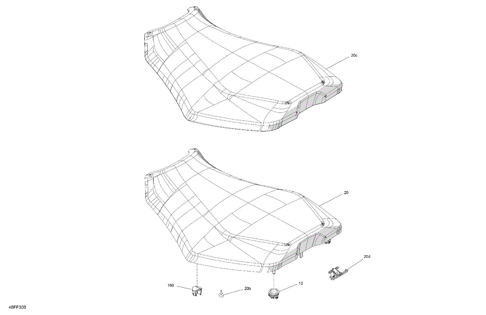 An Image of a Genuine Can-Am Parts Schematic Diagram showing the schematic - BODY - SEAT