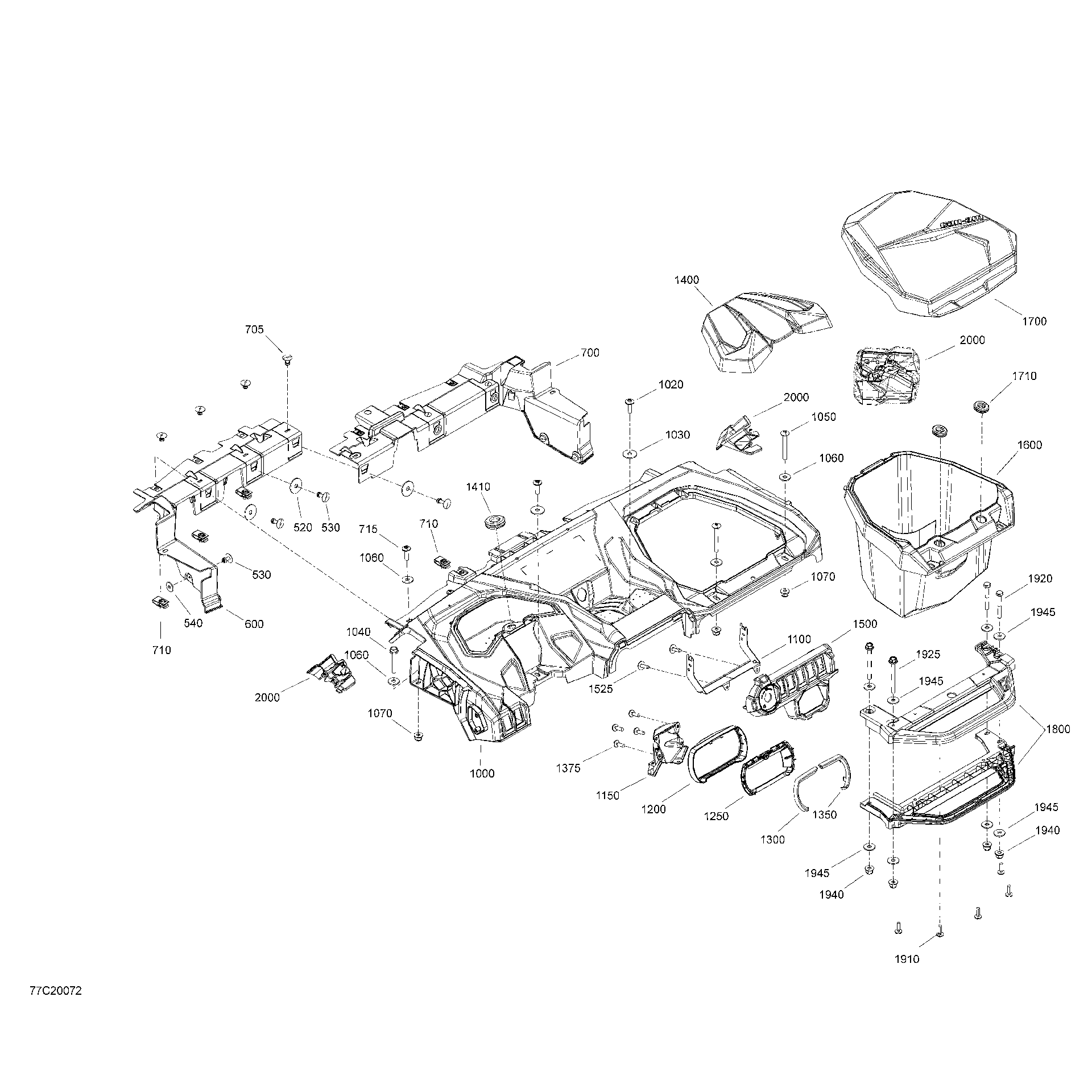 An Image of a Genuine Can-Am Parts Schematic Diagram showing the schematic - CAB INTERIOR - DASHBOARD