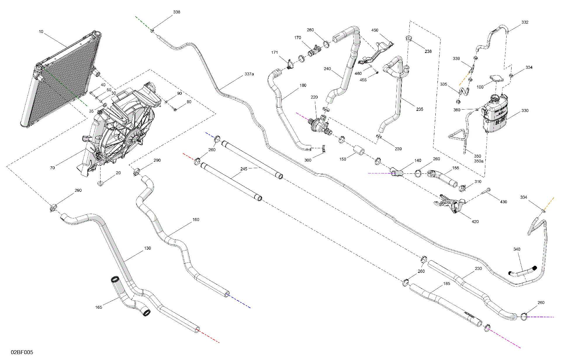 An Image of a Genuine Can-Am Parts Schematic Diagram showing the schematic - ENGINE - COOLING
