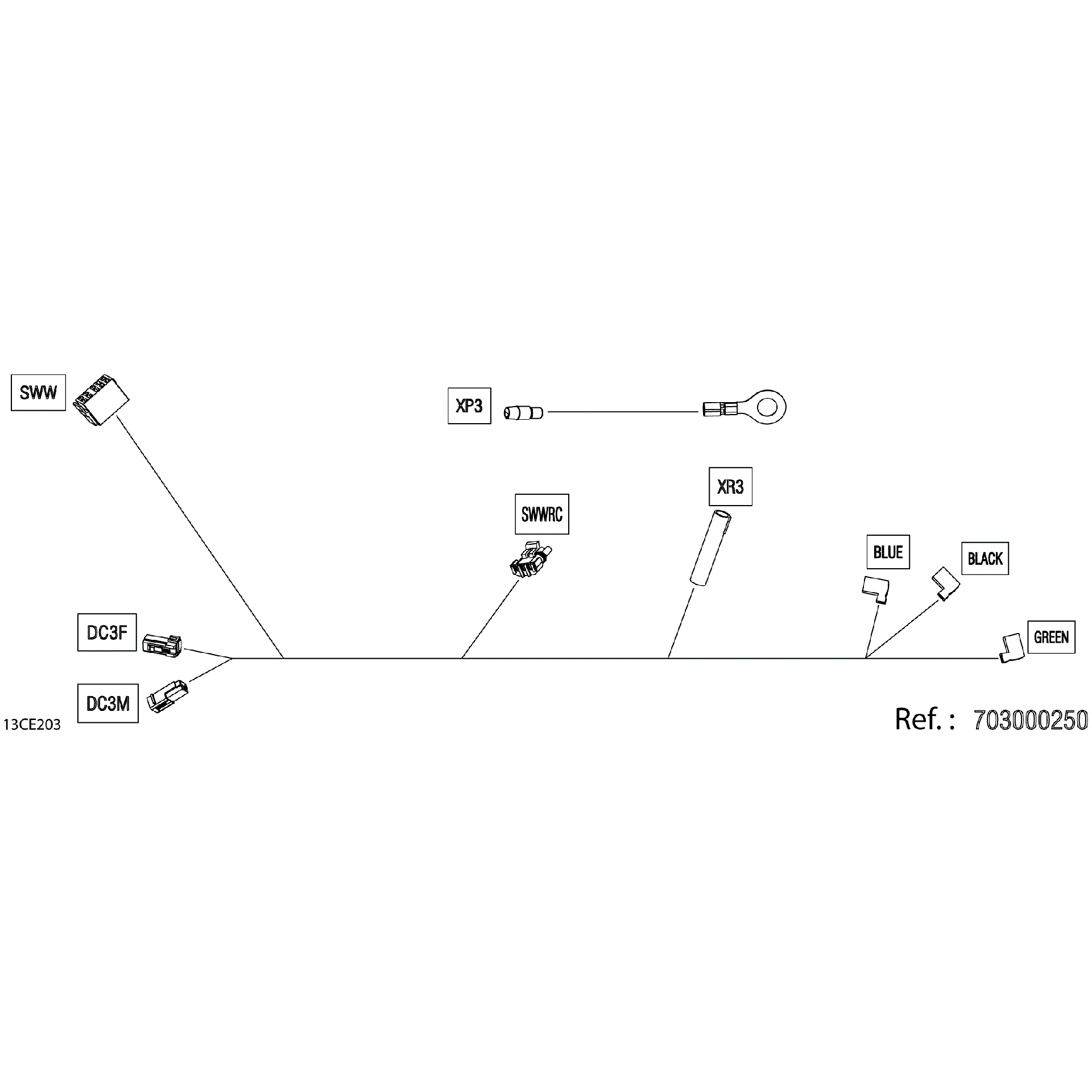 An Image of a Genuine Can-Am Parts Schematic Diagram showing the schematic - ELECTRIC - WINCH WIRING HARNESS - 710006654