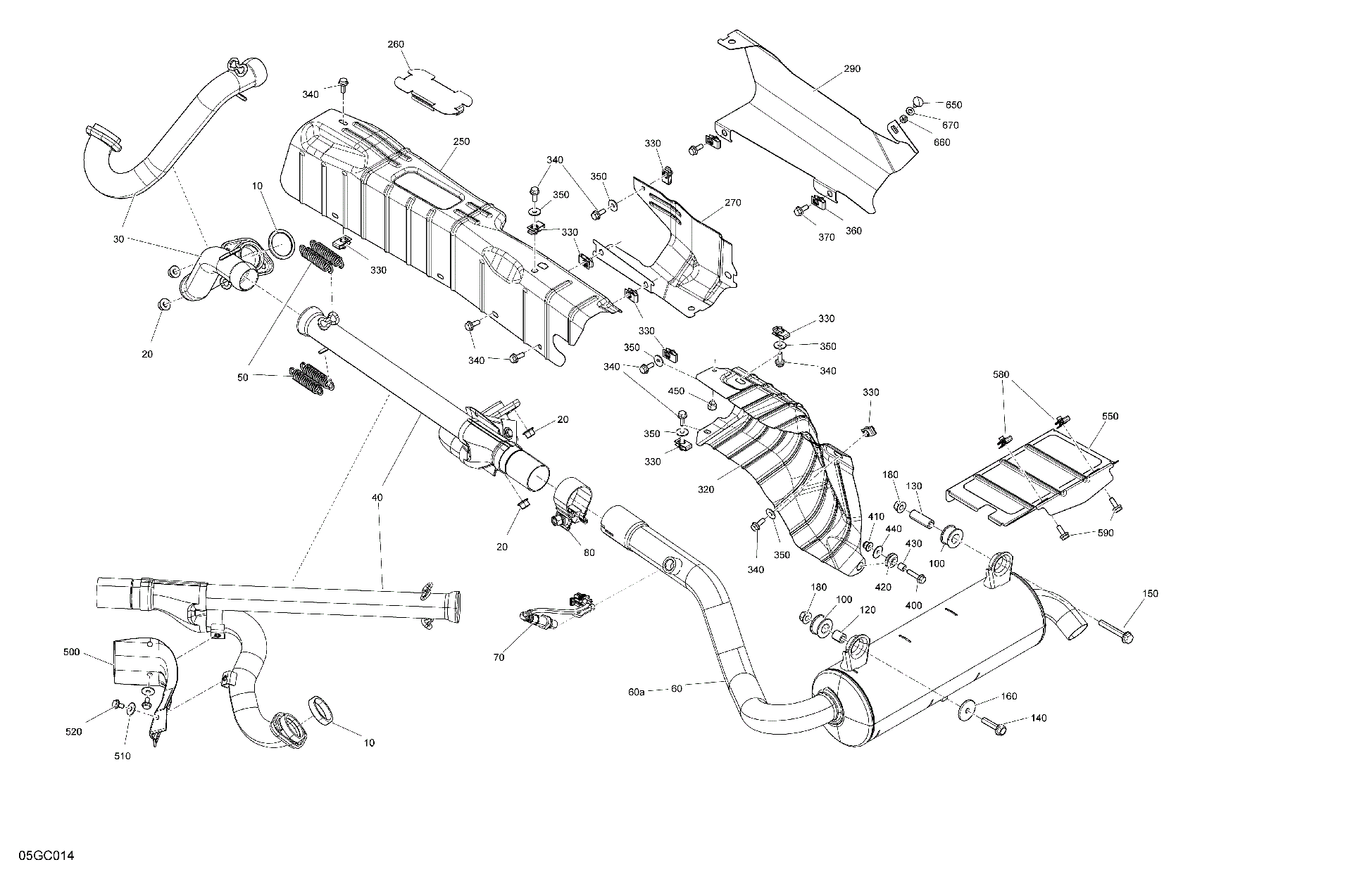 An Image of a Genuine Can-Am Parts Schematic Diagram showing the schematic - ENGINE - EXHAUST