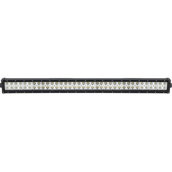 The Light Bar 42 Amber White by Rivco Products features a black frame, multiple rows of small circular LED bulbs with amber LEDs, and comes with a harness and switch for easy installation.