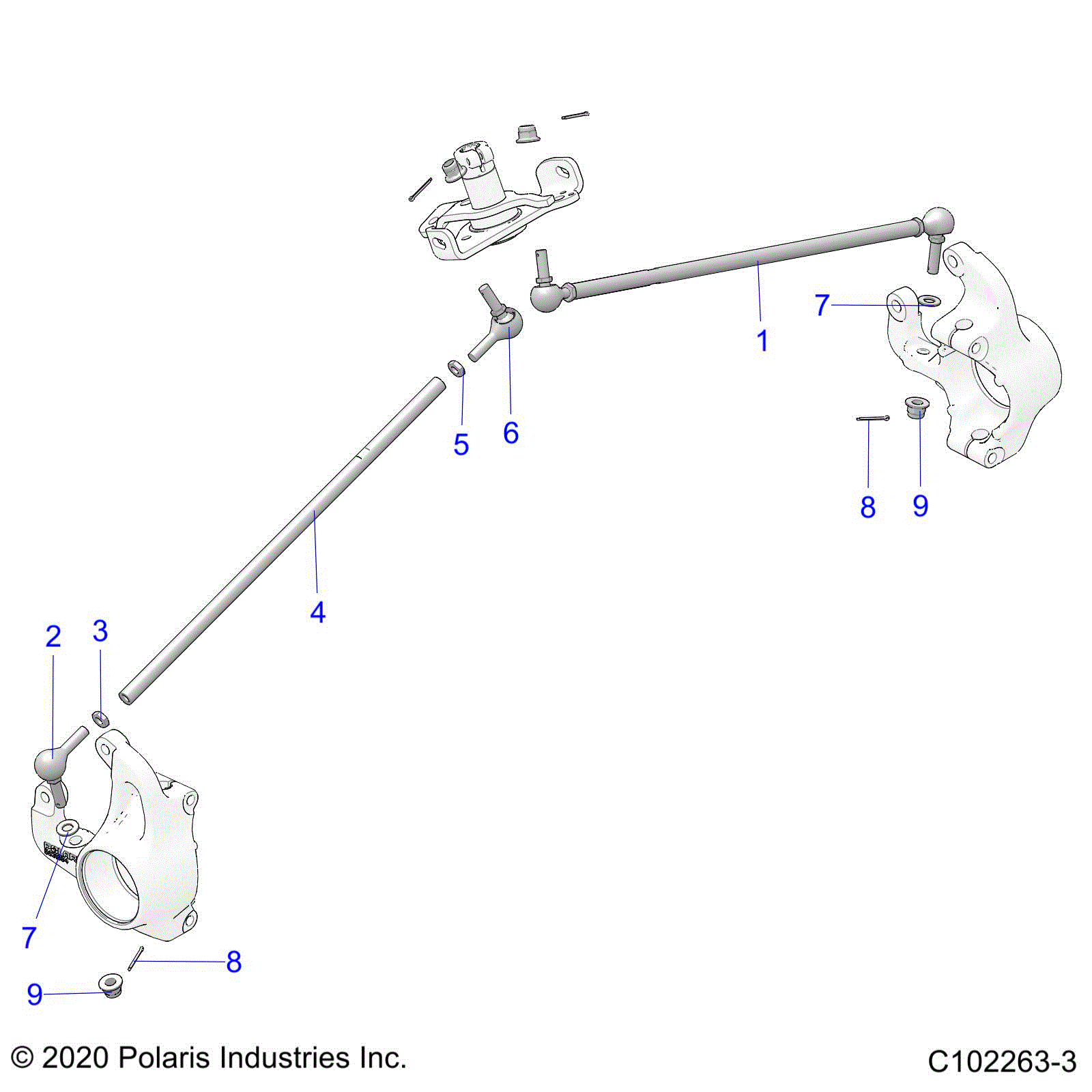 An Image of a Genuine Polaris Parts Schematic Diagram showing the schematic - STEERING: STEERING TIE RODS - 2022 POLARIS SPORTSMAN XP 1000 HUNTER EDITION