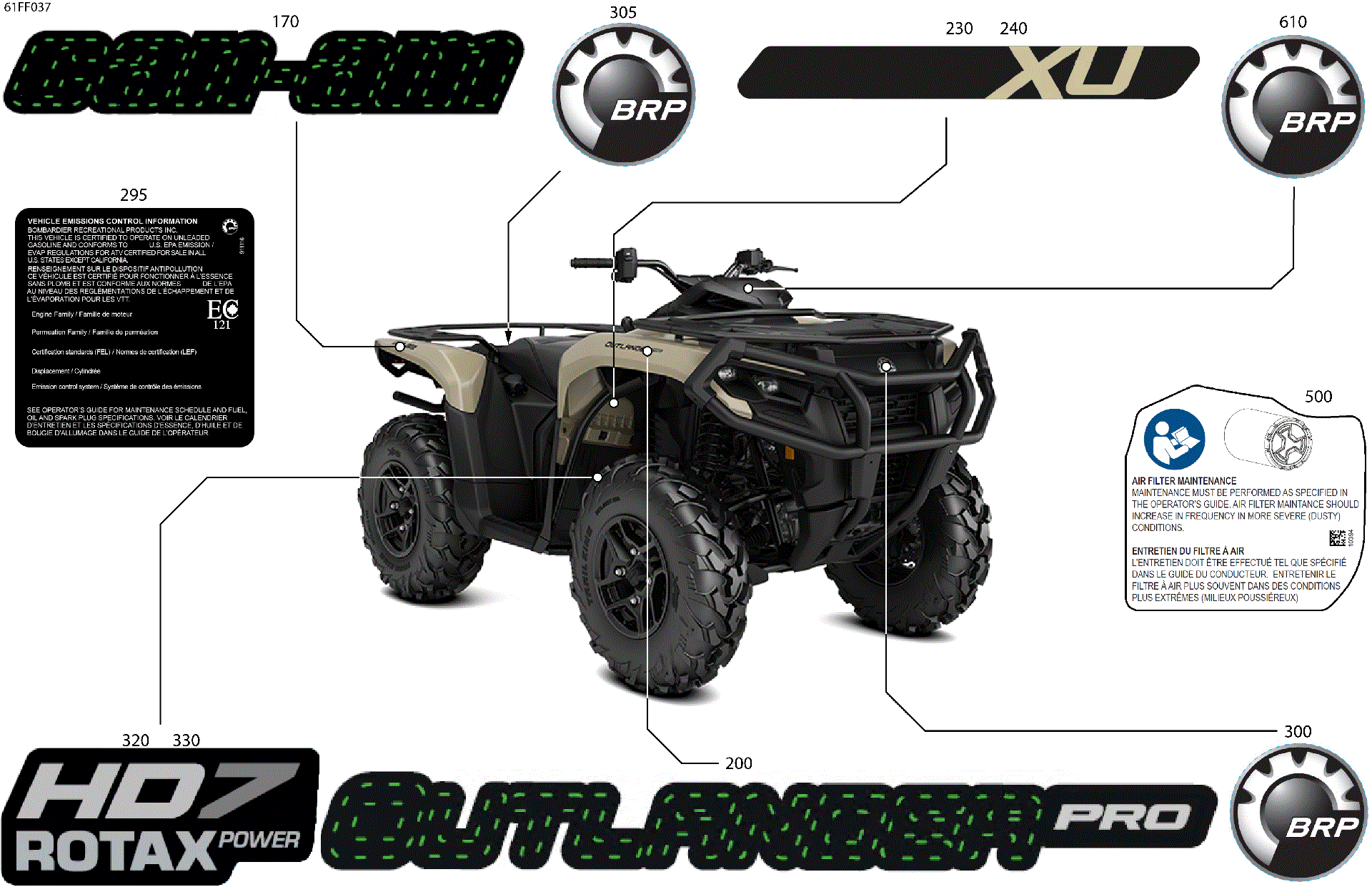 An Image of a Genuine Can-Am Parts Schematic Diagram showing the schematic - BODY - FEATURE DECALS