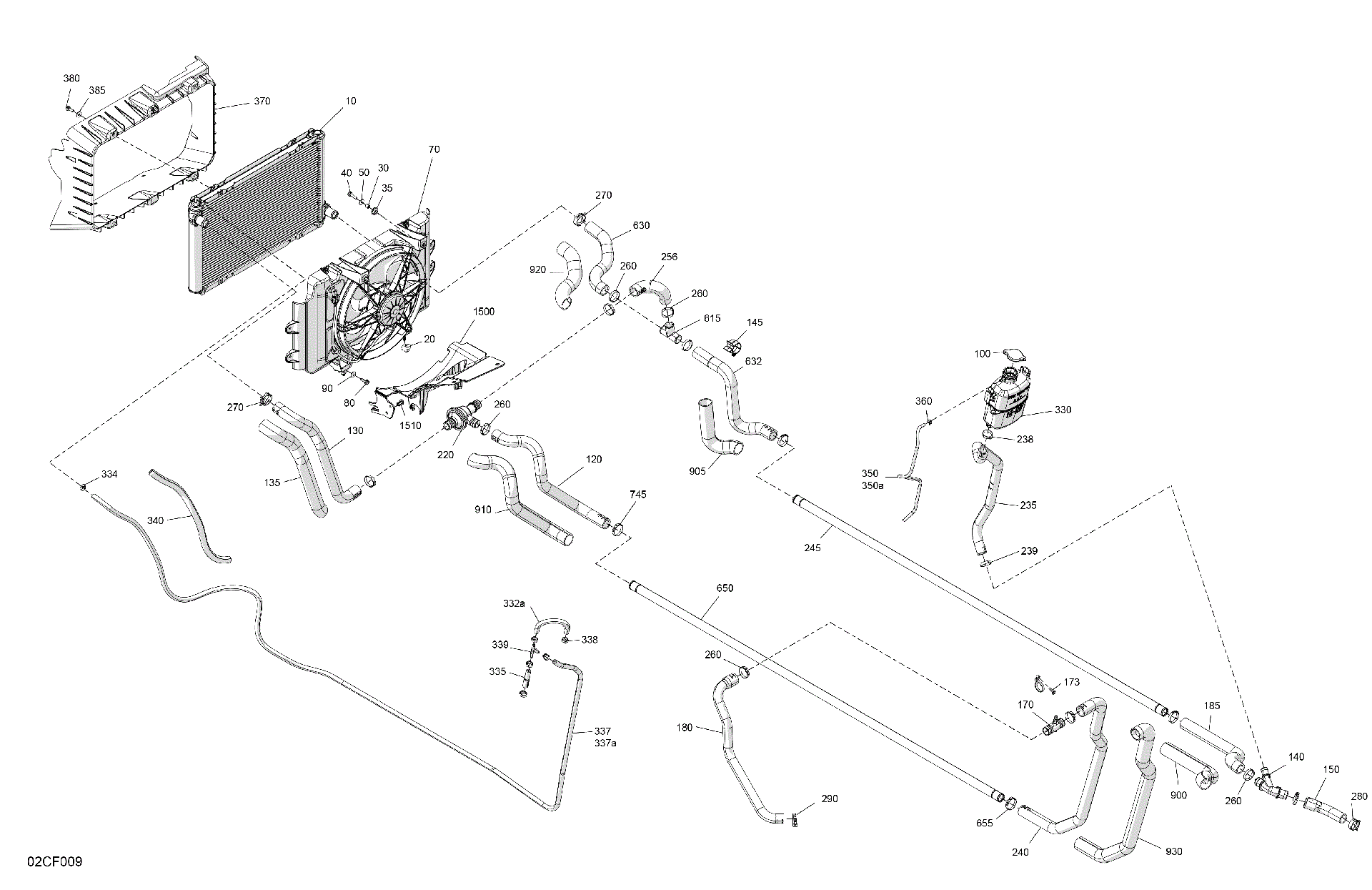 An Image of a Genuine Can-Am Parts Schematic Diagram showing the schematic - ENGINE - COOLING