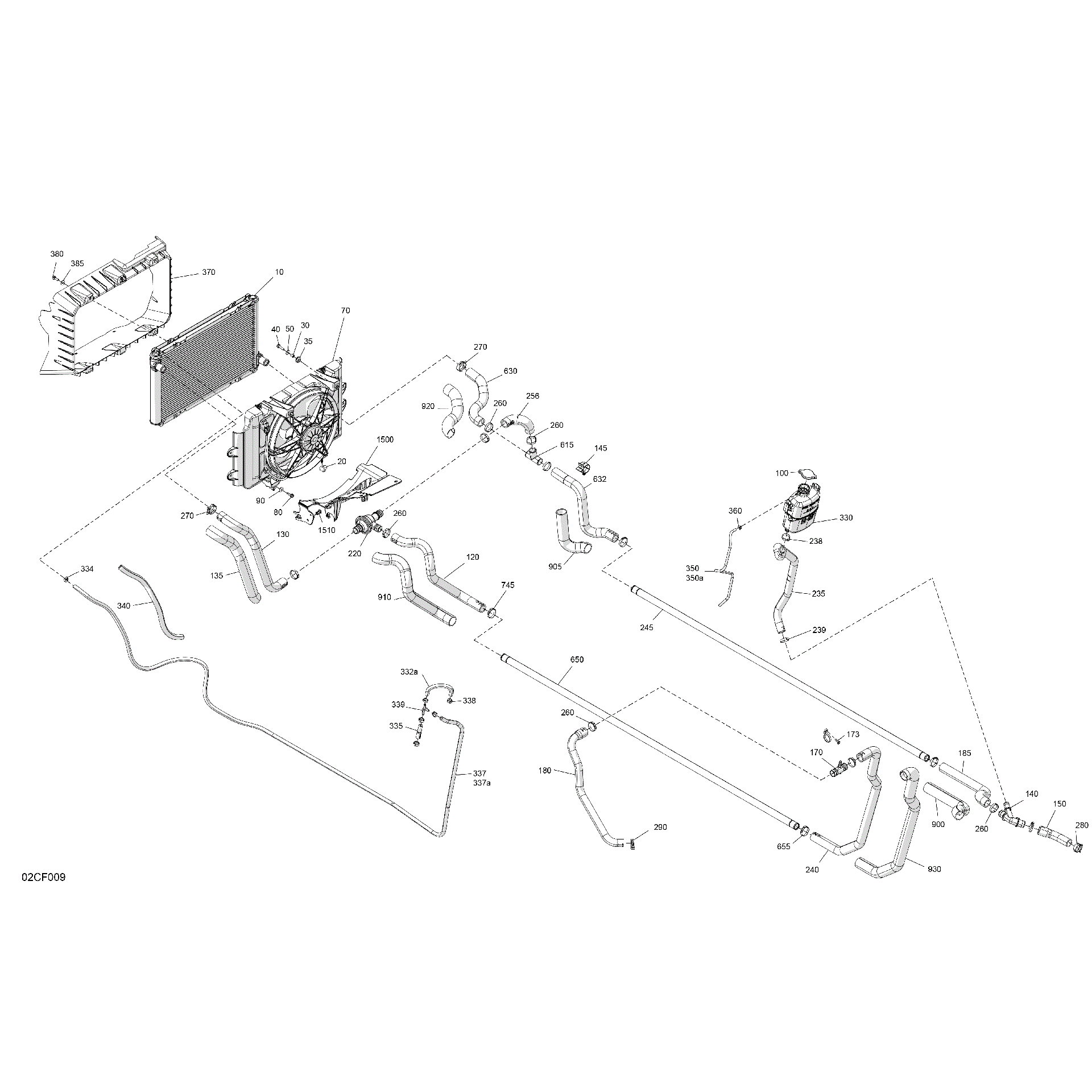 An Image of a Genuine Can-Am Parts Schematic Diagram showing the schematic - ENGINE - COOLING
