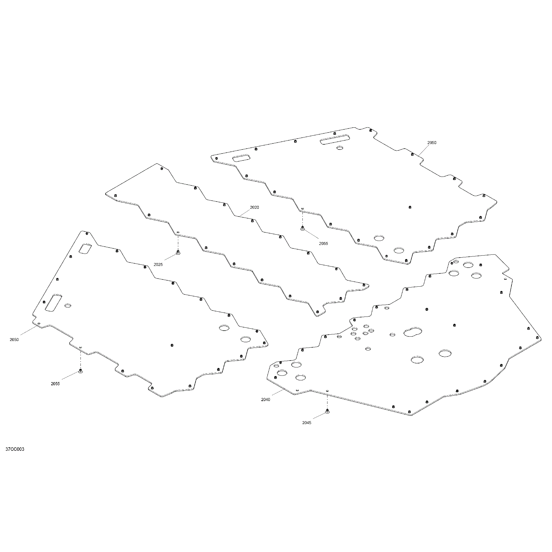 An Image of a Genuine Can-Am Parts Schematic Diagram showing the schematic - BODY - SKID PLATE