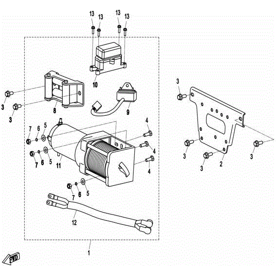 An Image of a genuine CFMOTO Parts Schematic Diagram showing the group - WINCH ASSY - 2016 CFMOTO CFORCE 800 X8