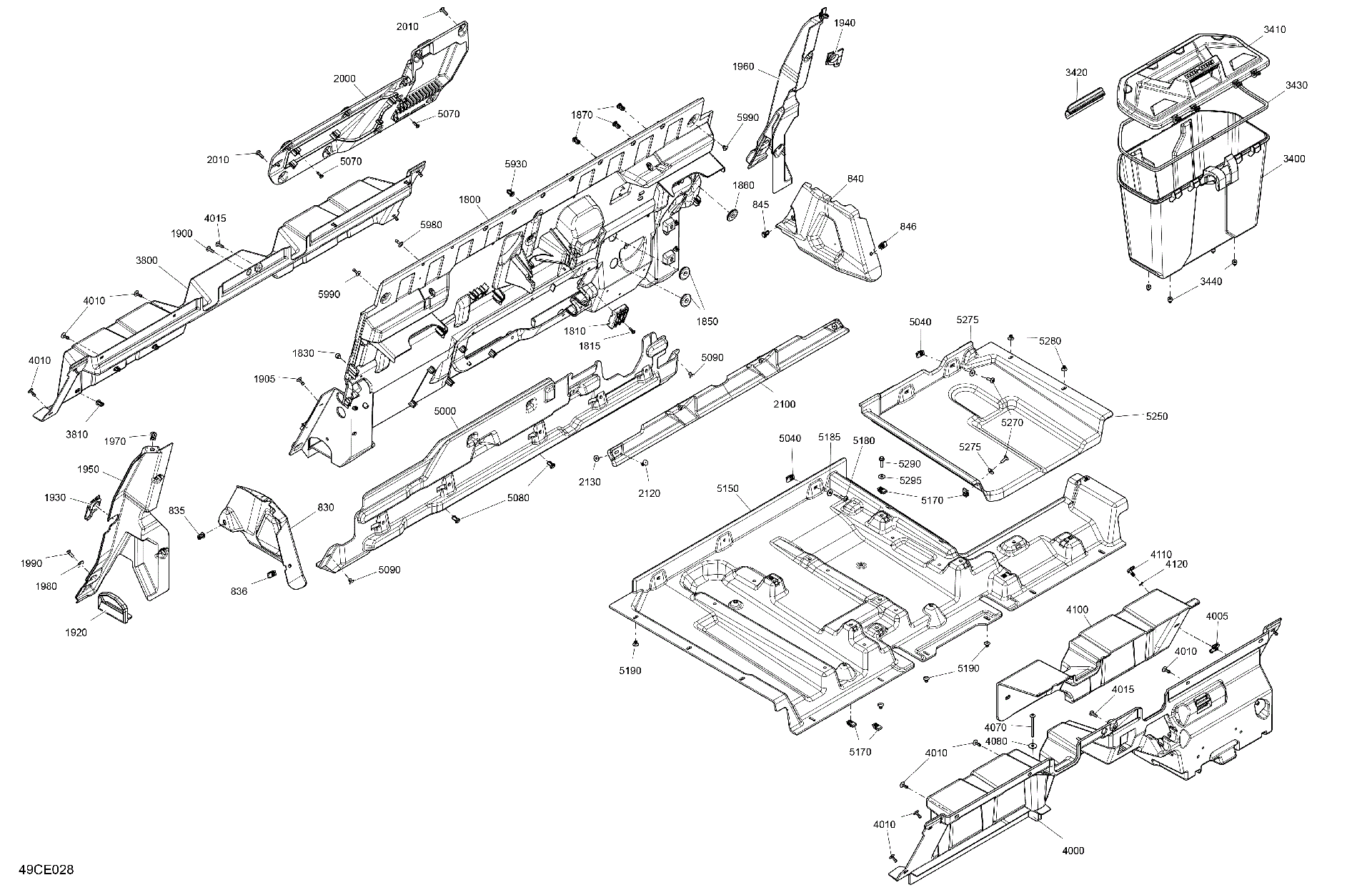 An Image of a Genuine Can-Am Parts Schematic Diagram showing the schematic - CAB INTERIOR - BACK WALL