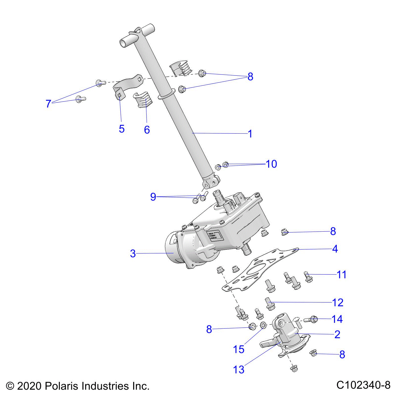 An Image of a Genuine Polaris Parts Schematic Diagram showing the schematic - STEERING: STEERING POST ASM. - 2023 POLARIS SCRAMBLER XP 1000 S 55" 49S
