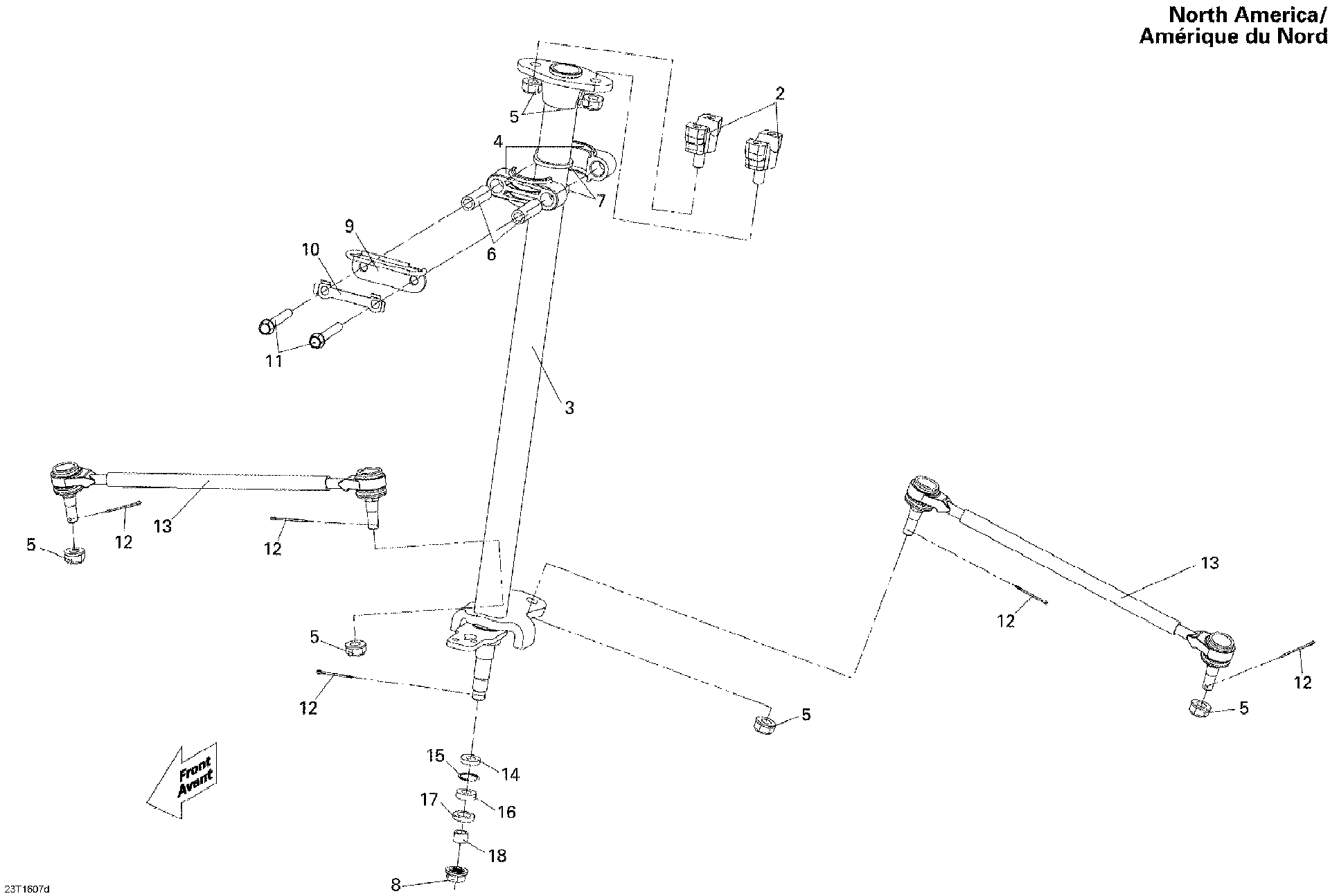 An Image of a Genuine Can-Am Parts Schematic Diagram showing the schematic - STEERING LINKAGE 