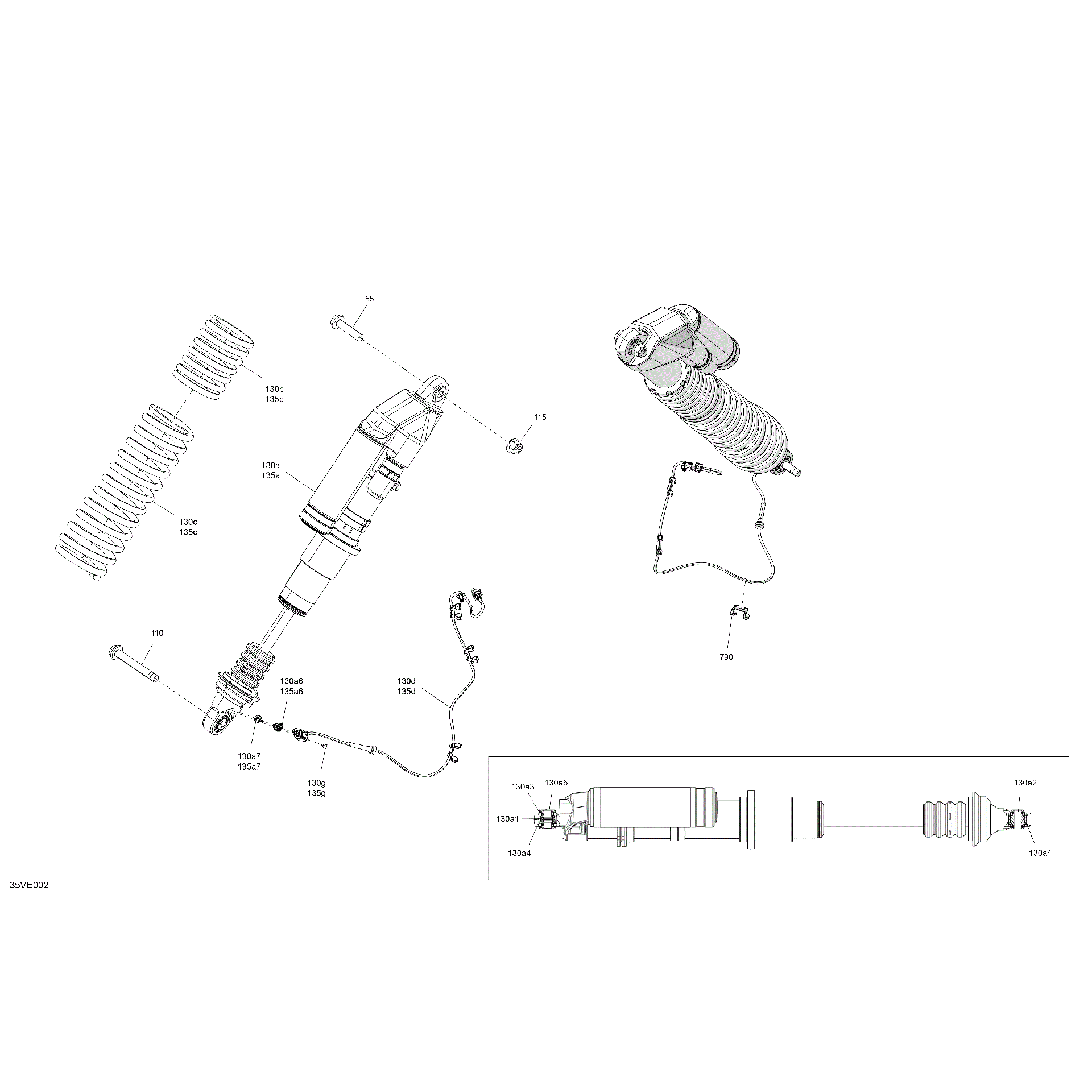An Image of a Genuine Can-Am Parts Schematic Diagram showing the schematic - SUSPENSION - FRONT SHOCKS
