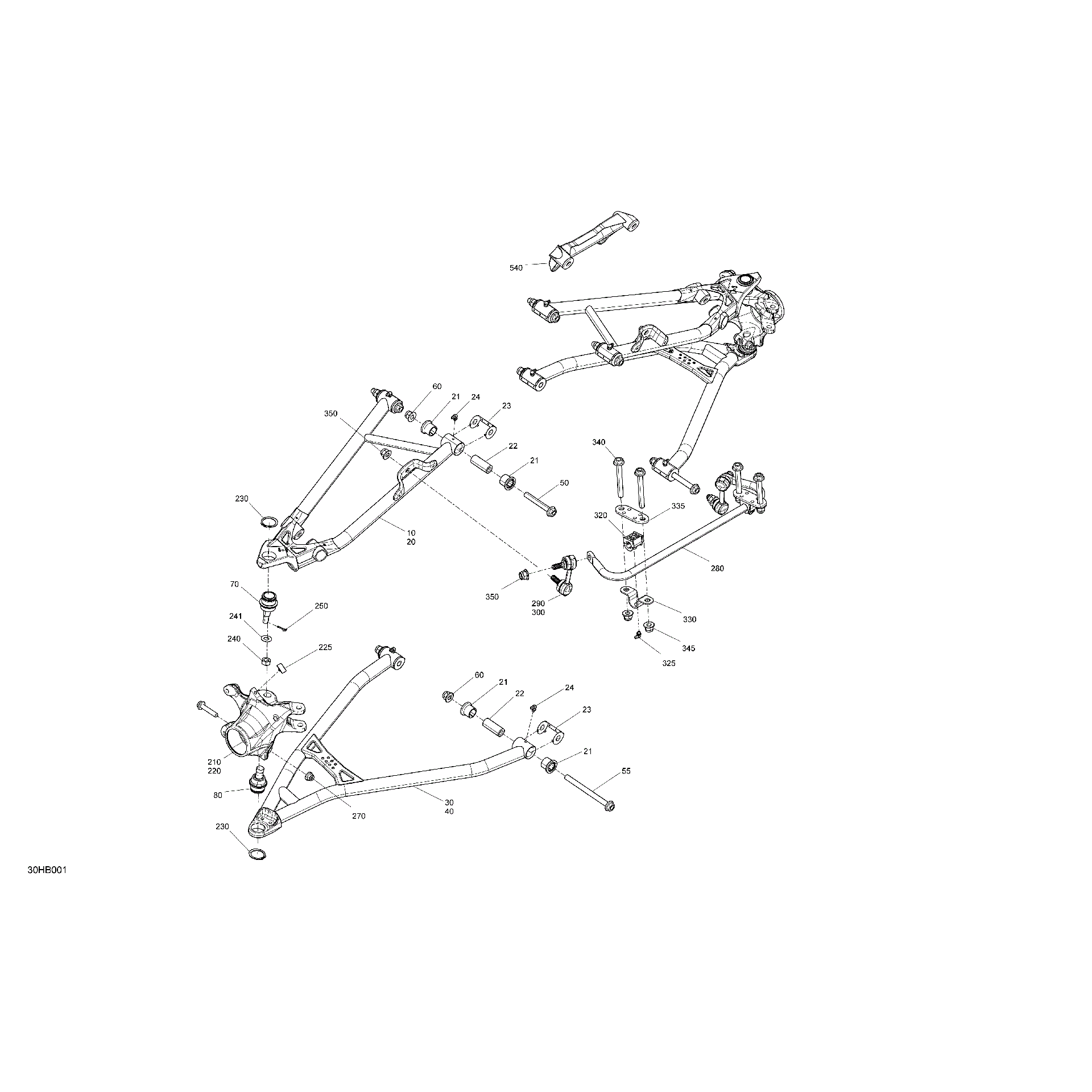 An Image of a Genuine Can-Am Parts Schematic Diagram showing the schematic - SUSPENSION - FRONT COMPONENTS