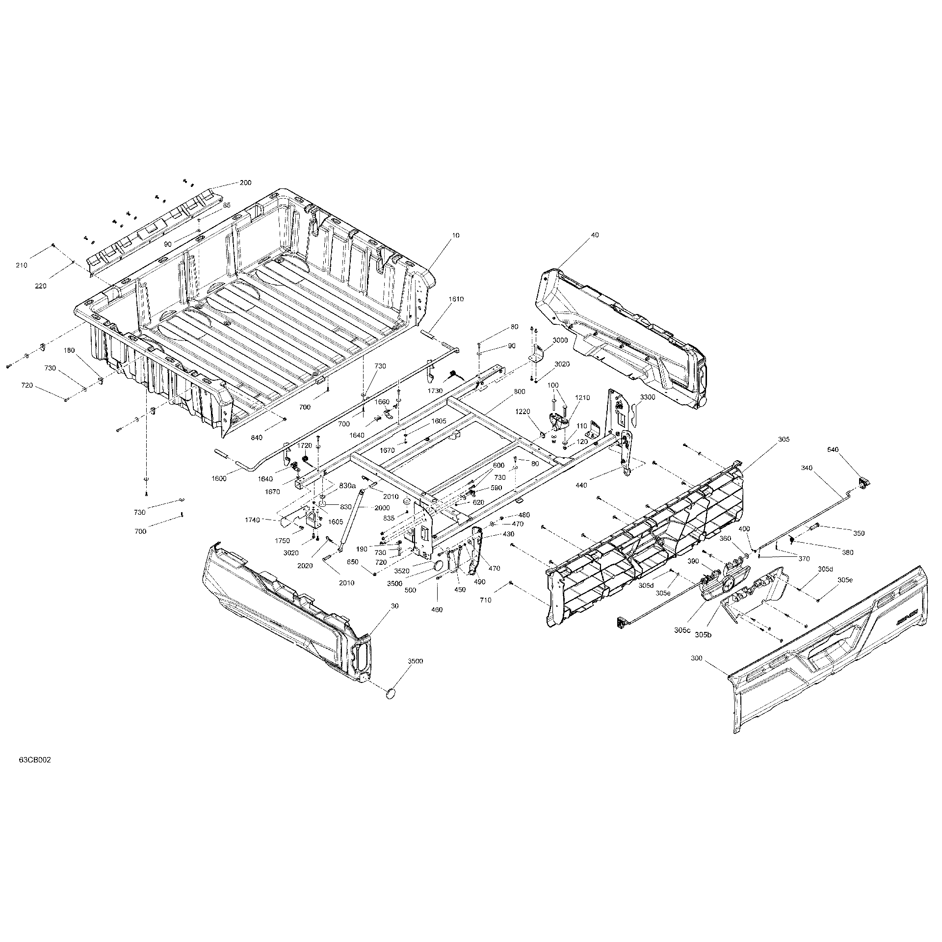 An Image of a Genuine Can-Am Parts Schematic Diagram showing the schematic - BODY - CARGO