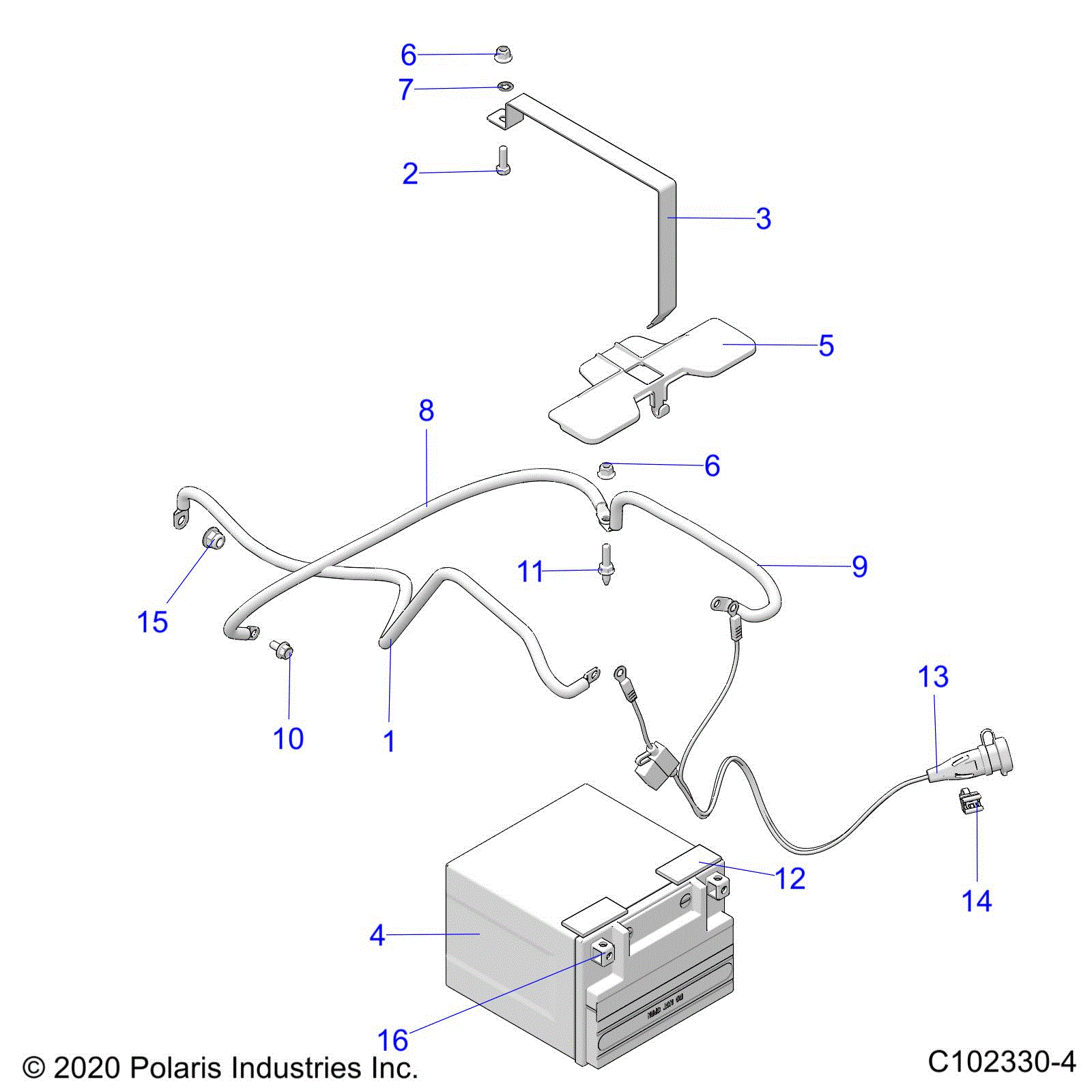 An Image of a Genuine Polaris Parts Schematic Diagram showing the schematic - ELECTRICAL: BATTERY - 2021 POLARIS SPORTSMAN TOURING XP 1000 48"