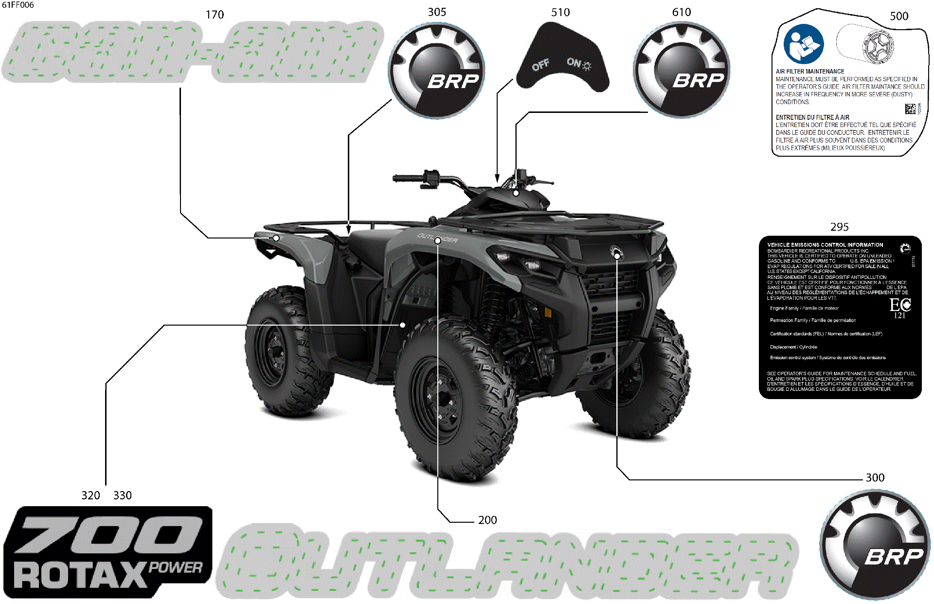 An Image of a Genuine Can-Am Parts Schematic Diagram showing the schematic - BODY - FEATURE DECALS