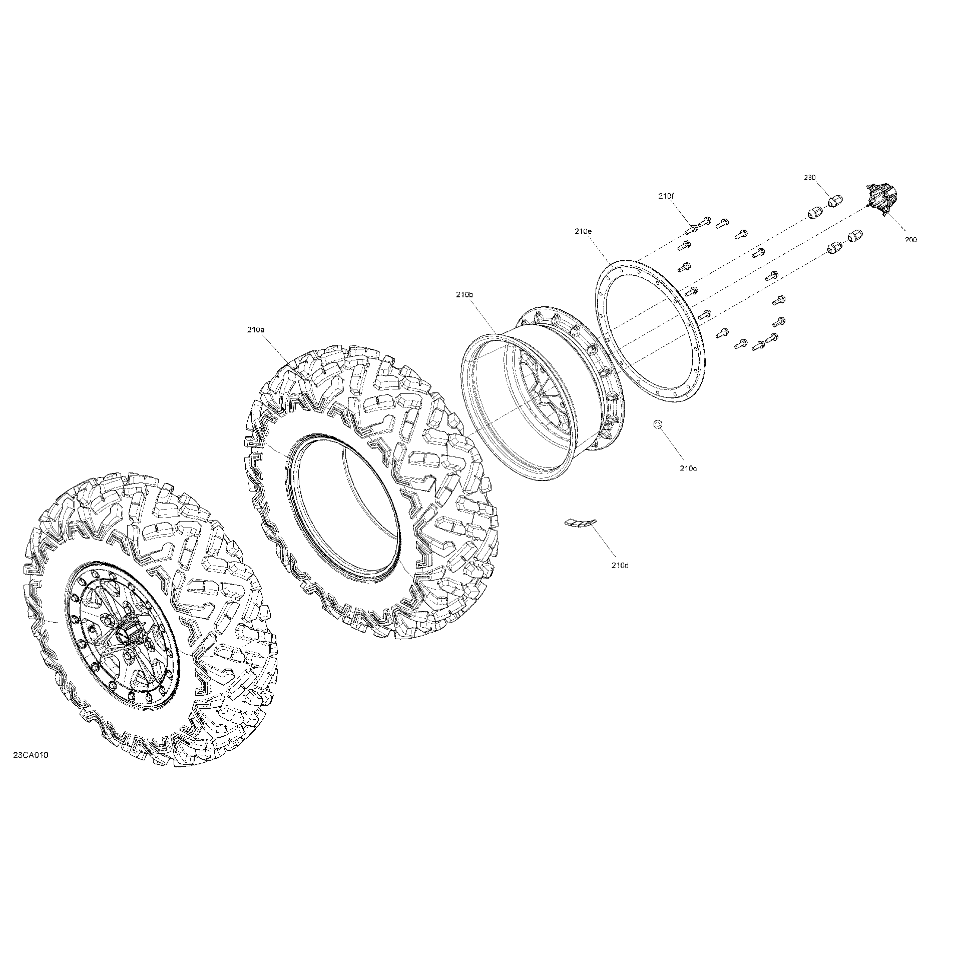 An Image of a Genuine Can-Am Parts Schematic Diagram showing the schematic - DRIVE - FRONT WHEELS - X DS