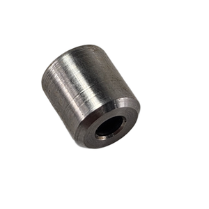 A cylindrical Retainer W/Pellet by Polaris with a central hole is shown at an angle on a white background, its smooth metallic finish reflecting the precision and quality typical of genuine OEM Polaris parts.