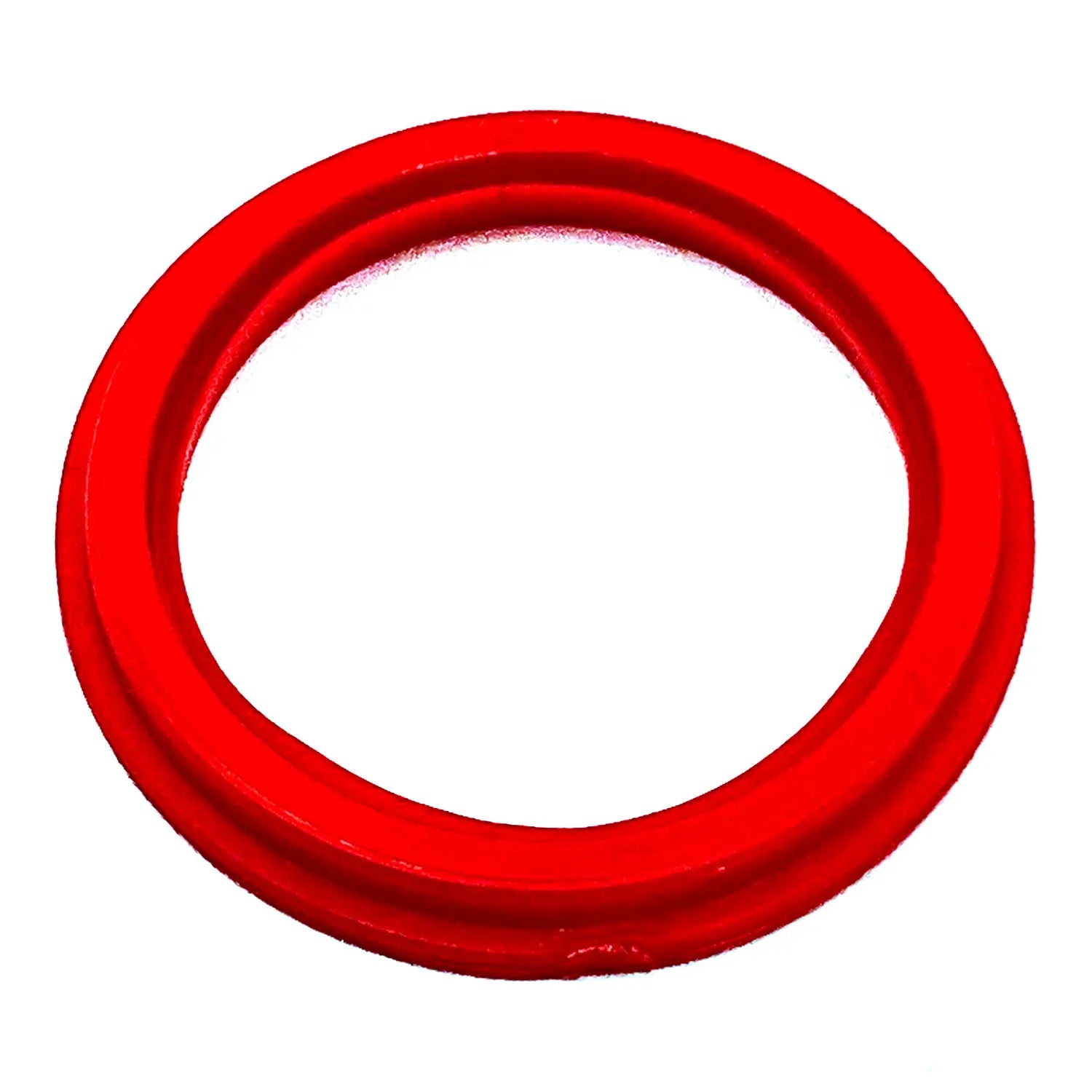 Red circular rubber weather seal ring with smooth finish and uniform thickness.