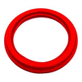 Red circular rubber weather seal ring with smooth finish and uniform thickness.
