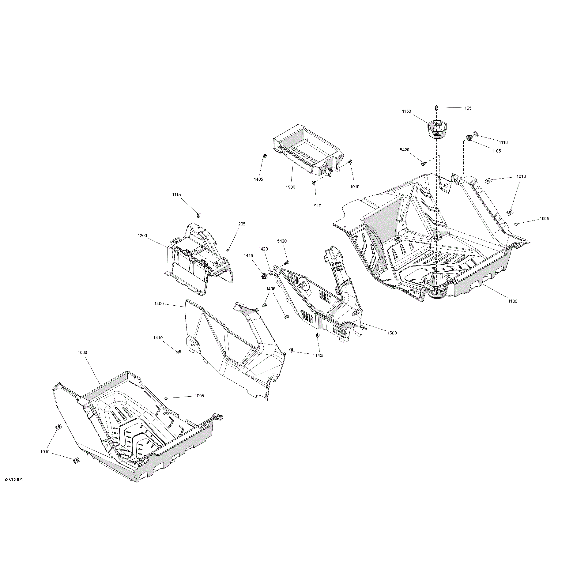 An Image of a Genuine Can-Am Parts Schematic Diagram showing the schematic - CAB INTERIOR - FLOOR