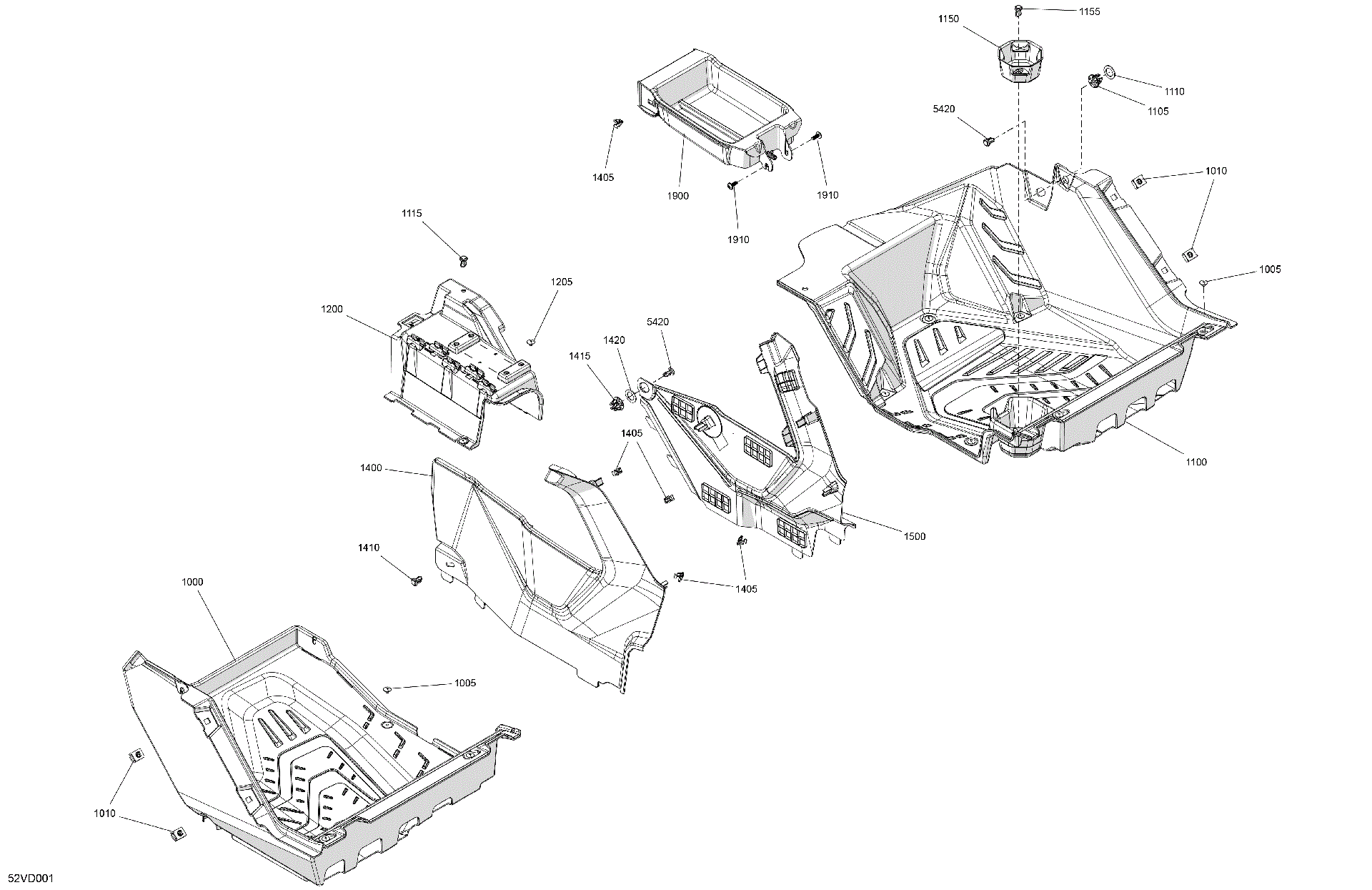 An Image of a Genuine Can-Am Parts Schematic Diagram showing the schematic - CAB INTERIOR - FLOOR