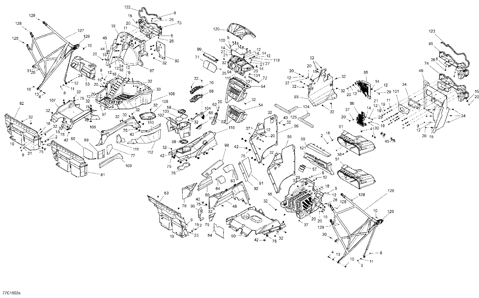 An Image of a Genuine Can-Am Parts Schematic Diagram showing the schematic - CAB INTERIOR